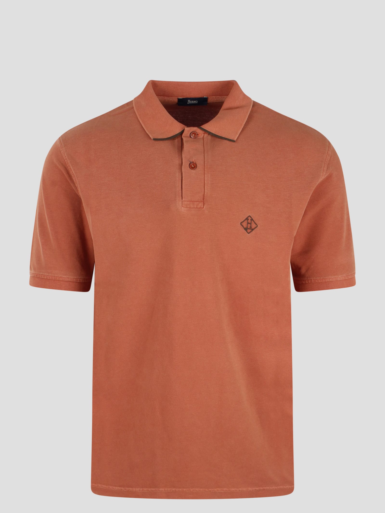 Shop Herno Pigment Dye Pique` Polo Shirt In Yellow & Orange