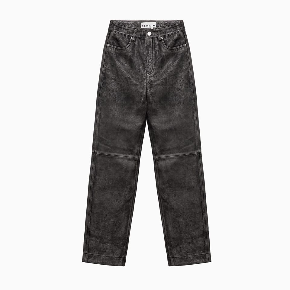 Remain Birger Christensen Remain Washed Look Leather Pants In Black