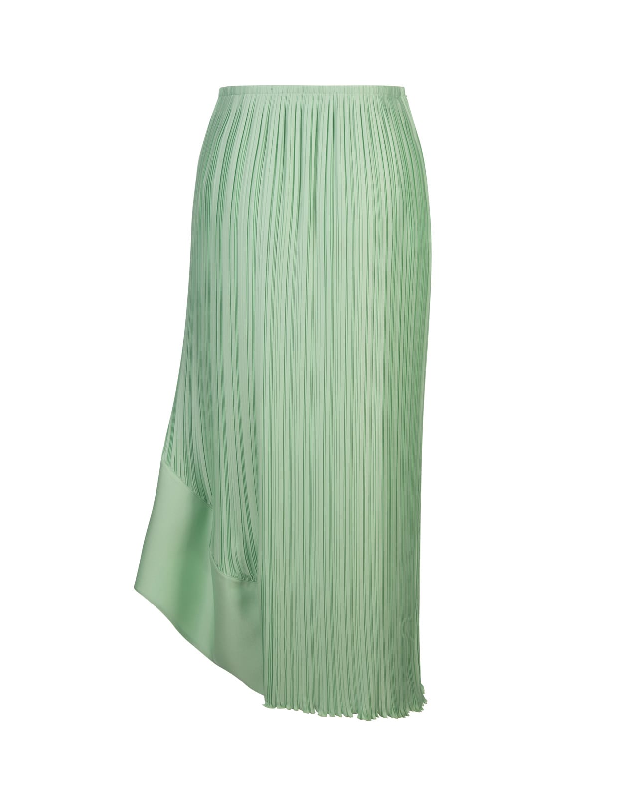 Shop Lanvin Green Satin Asymmetrical Midi Skirt