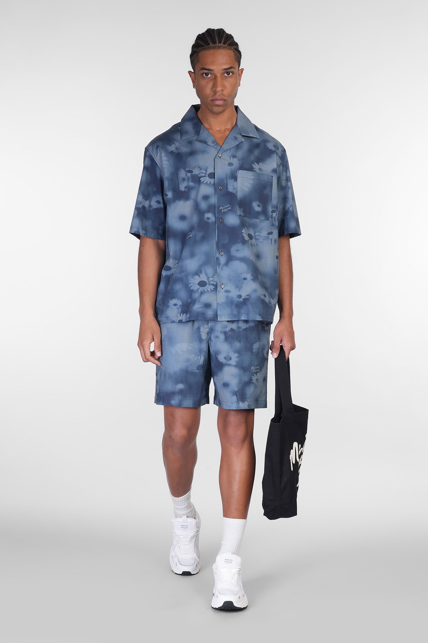 Shop Maison Kitsuné Shirt In Blue Cotton
