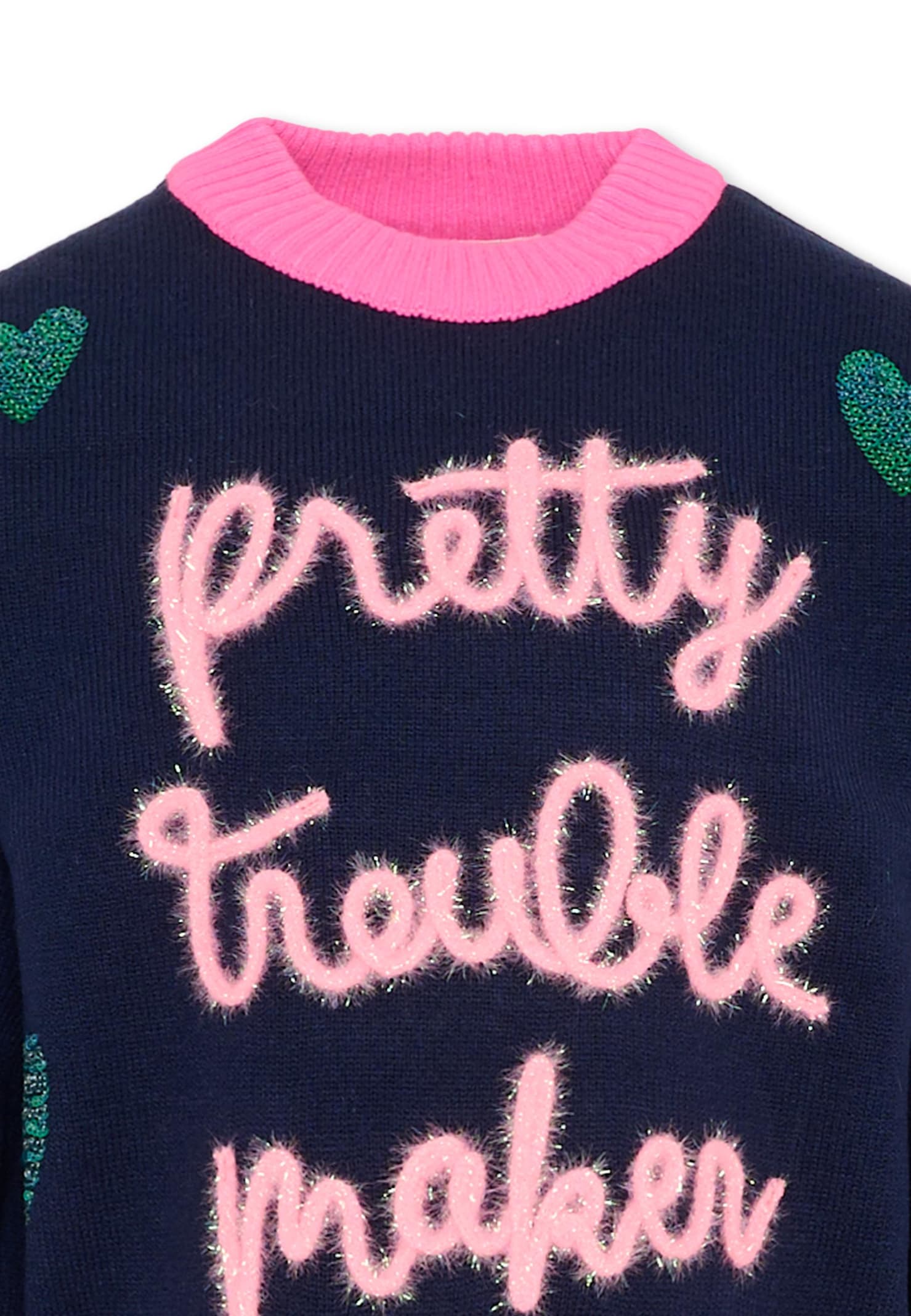 Billieblush Blue Sweater For Girl With Hearts In Blue