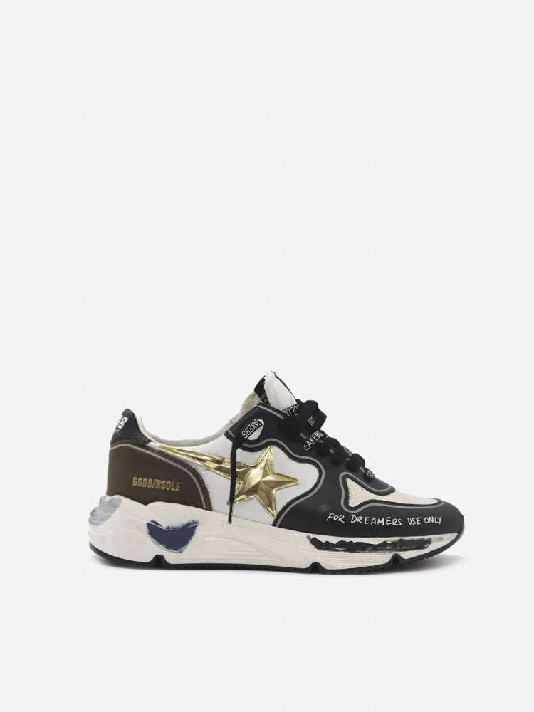Golden Goose Running Sole Sneakers In Leather With Contrasting Inserts