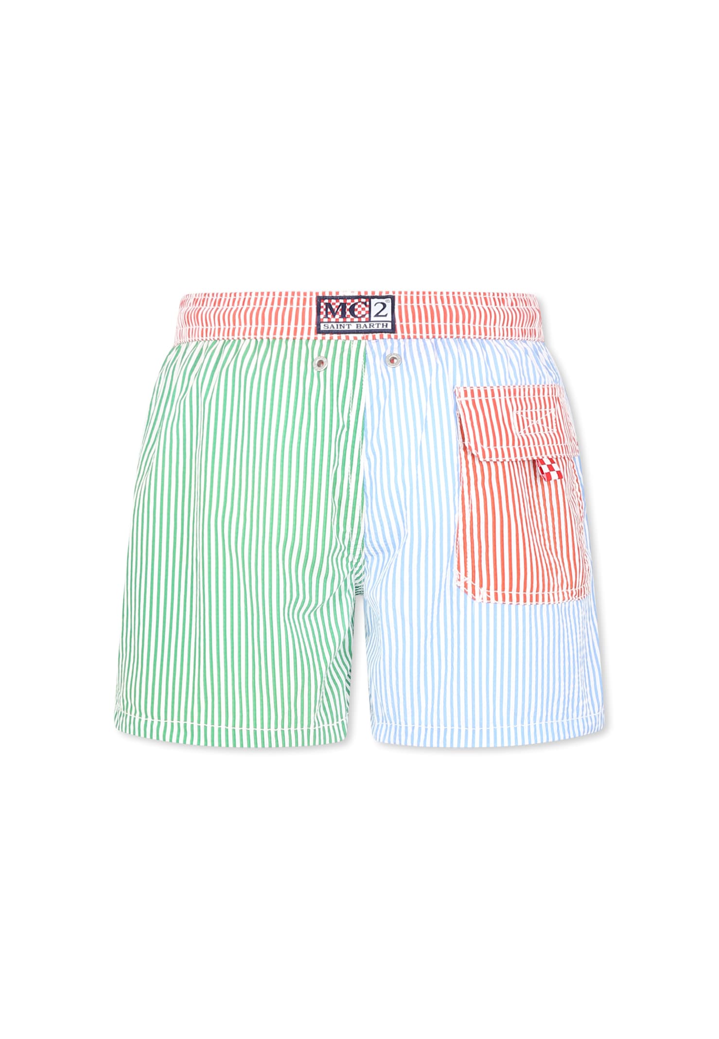 Mc2 Saint Barth Multicolor Swim Shorts For Boy With Logo In Multicolor