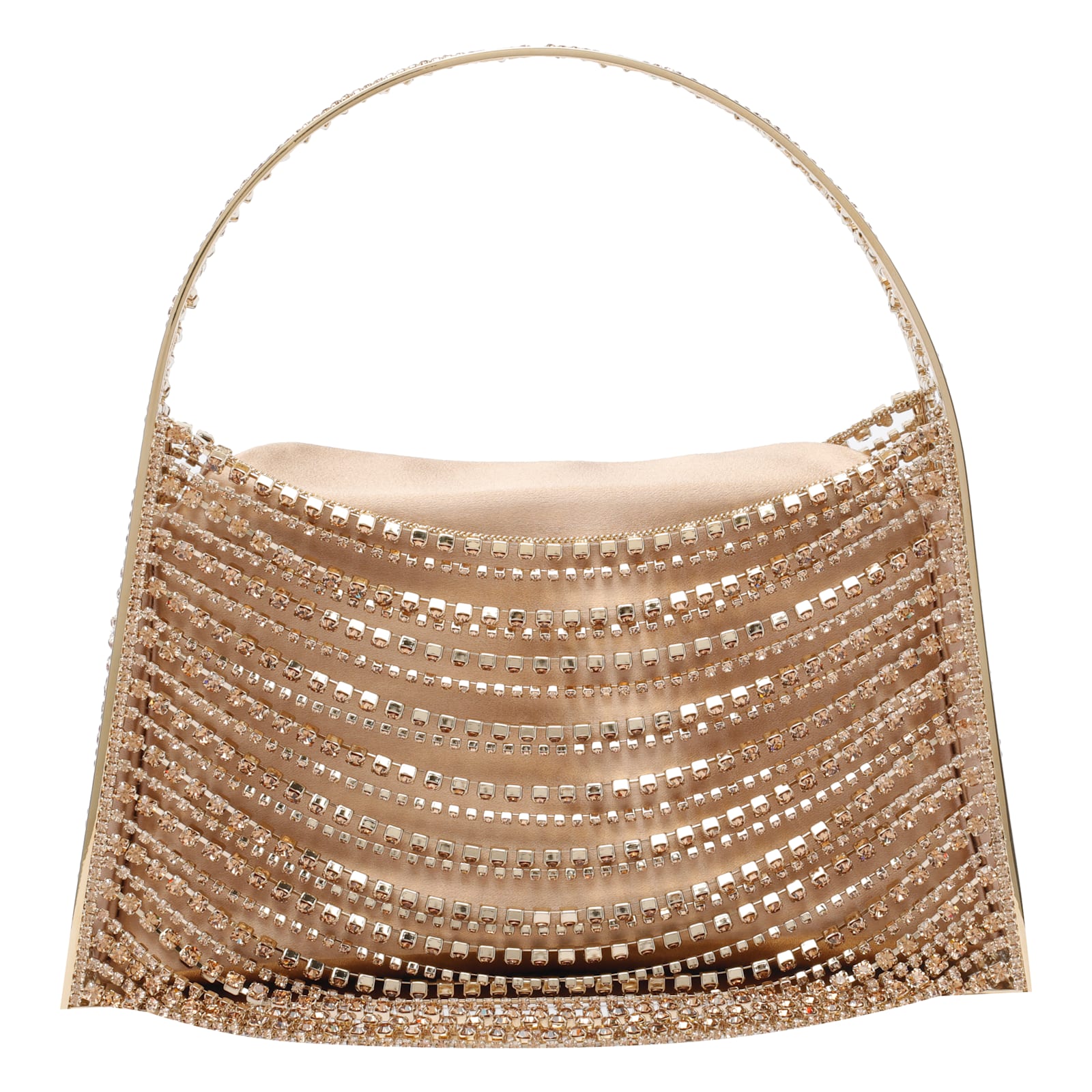 Benedetta Bruzziches Embellished Strass One Handle Structured Shoulder Bag In Sand