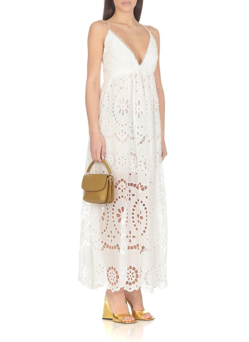 Shop Zimmermann Lexi Embroidered Scallop Edge Slip Dress In White
