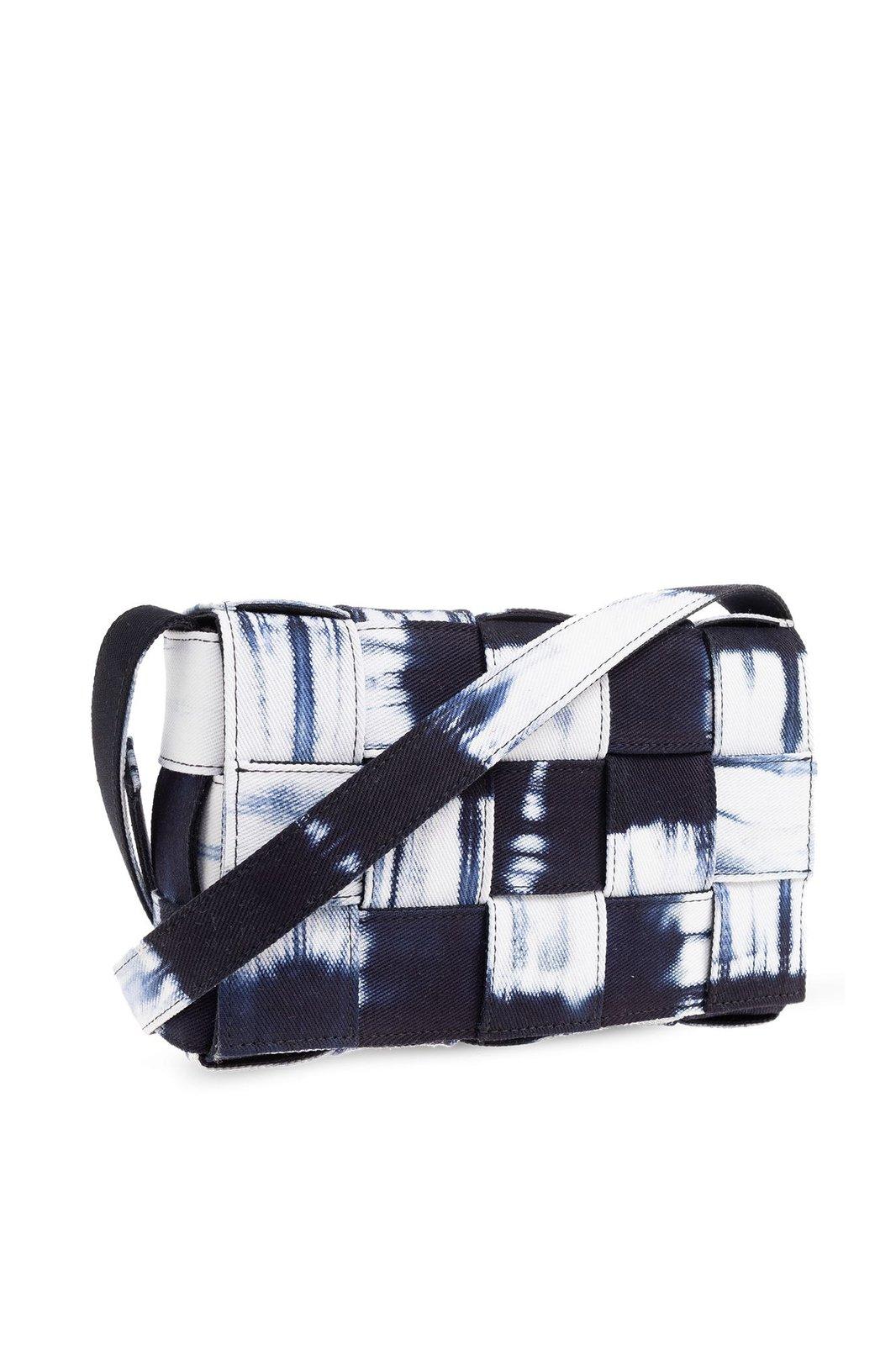 Shop Bottega Veneta Cassette Tie-dyed Denim Crossbody Bag In Navy/white/silver