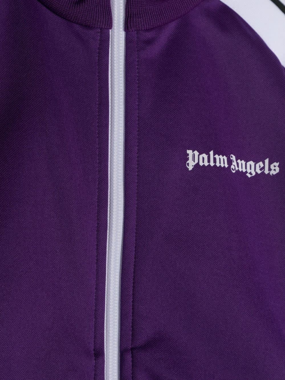 Shop Palm Angels Purple Track Jacket With Zip And Logo