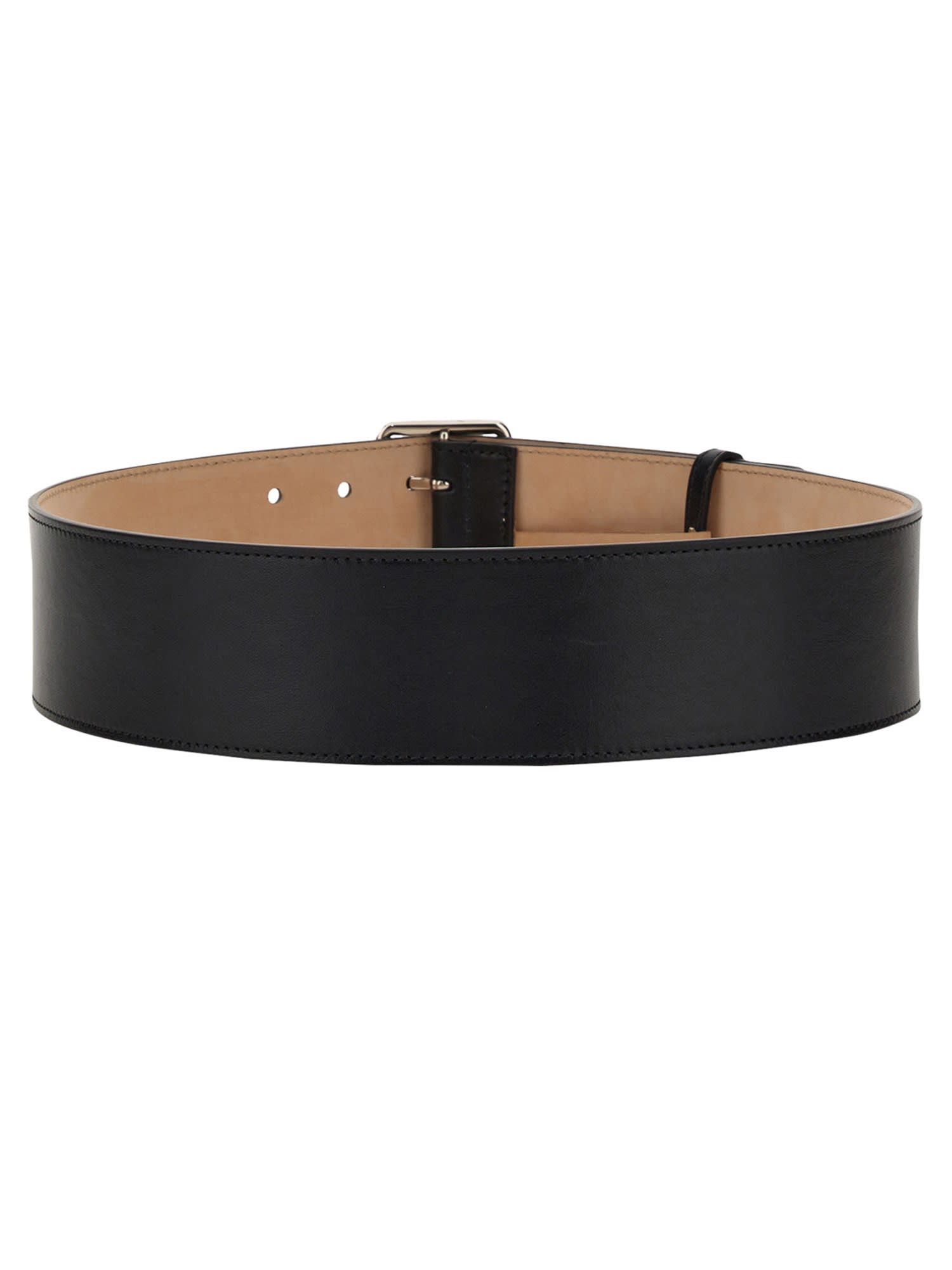 Shop Alexander Mcqueen High Leather Belt In Nero