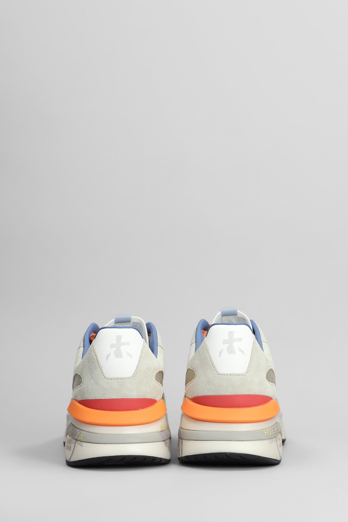 Premiata Moerun Sneakers In Taupe Suede And Fabric In Multi