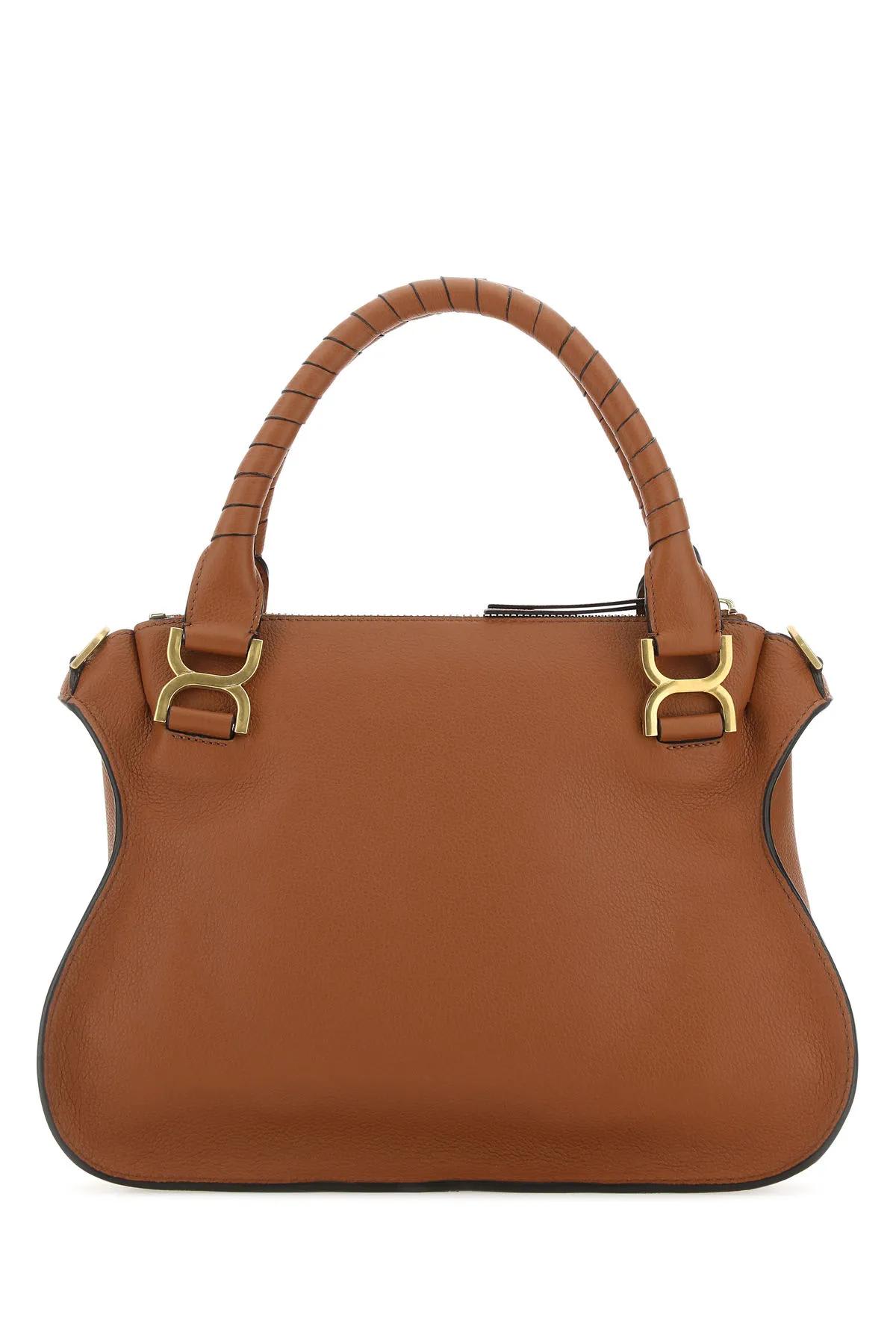 Shop Chloé Brown Leather Medium Marcie Handbag