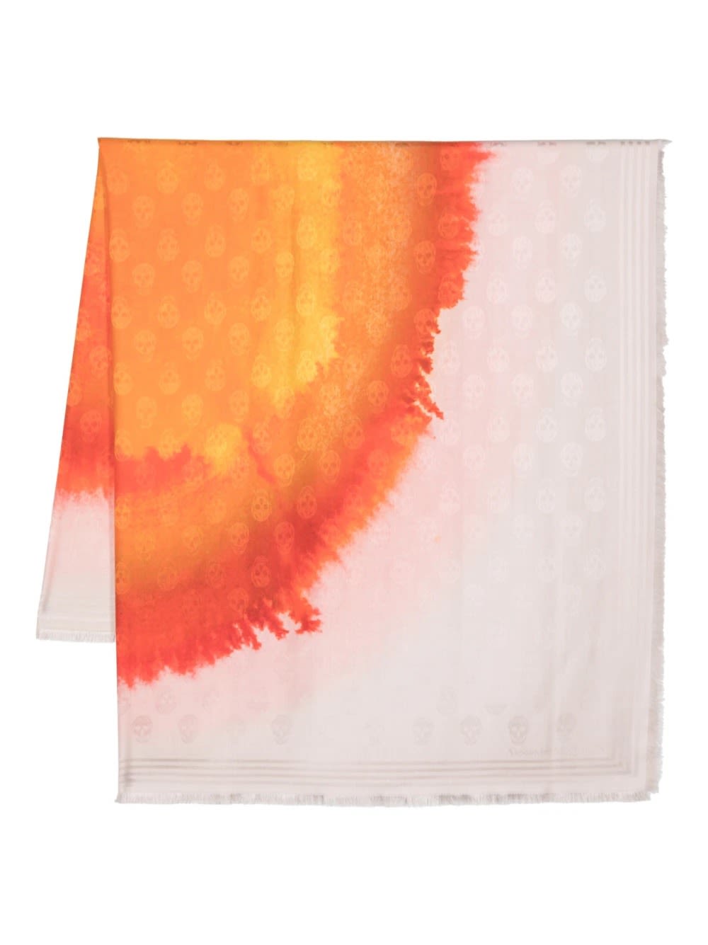 Shop Alexander Mcqueen Pink And Orange Scarf With Skull Pattern