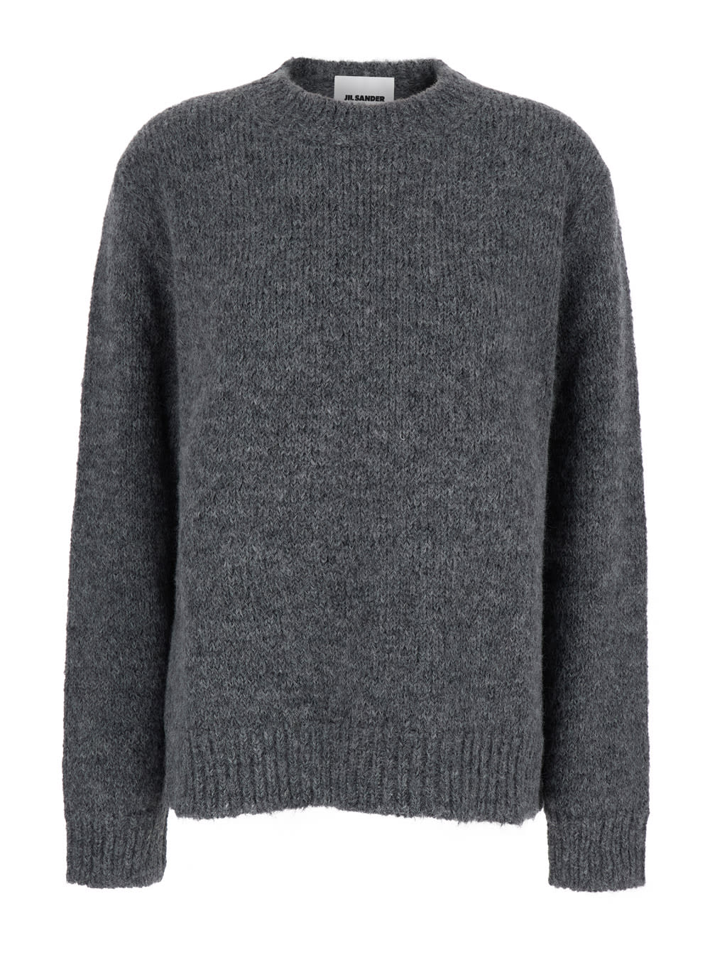 Shop Jil Sander Oversized Grey Sweater With Ribbed Trim In Wool Woman