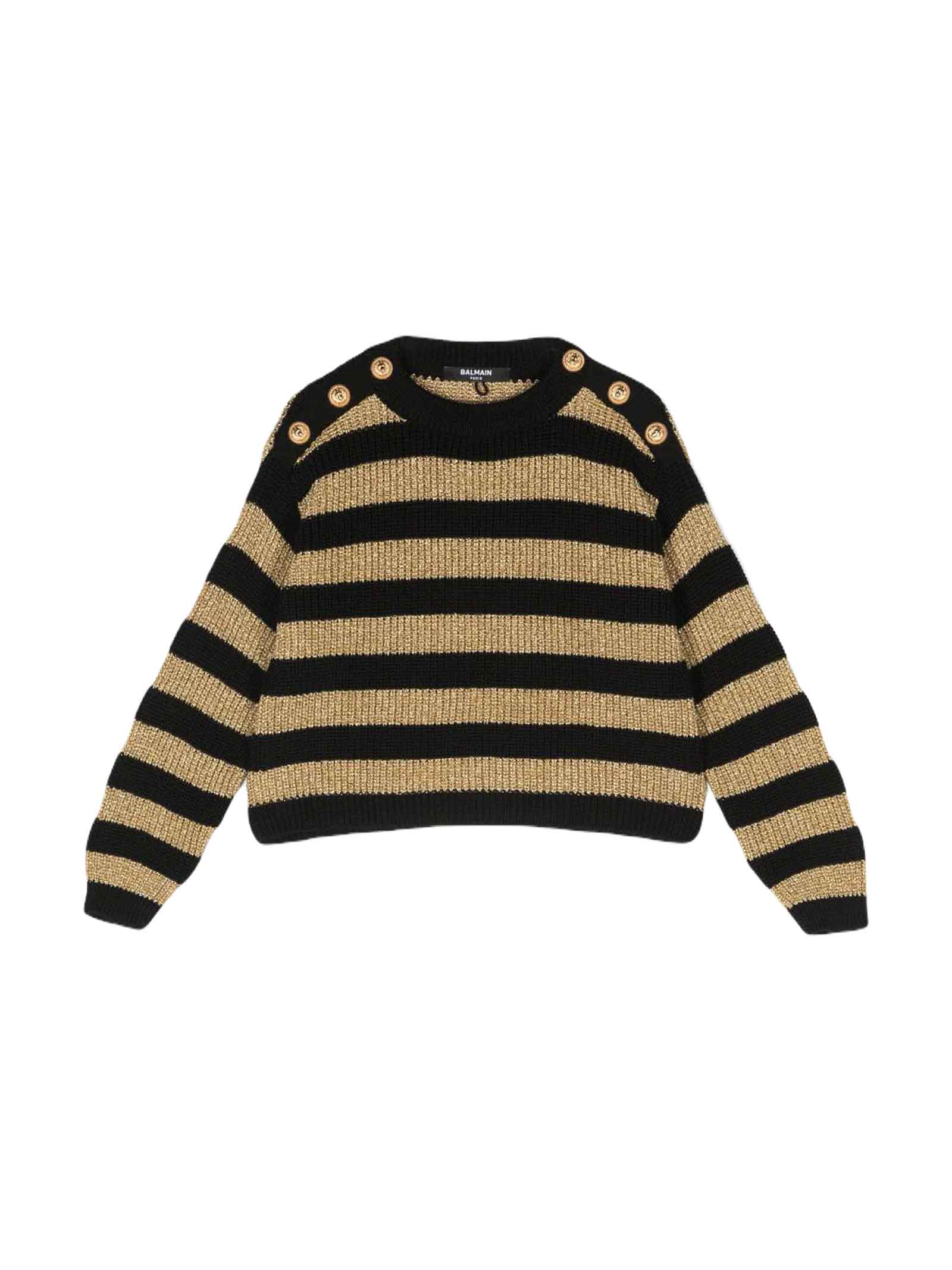 Shop Balmain Black/gold Sweater Girl . In Nero