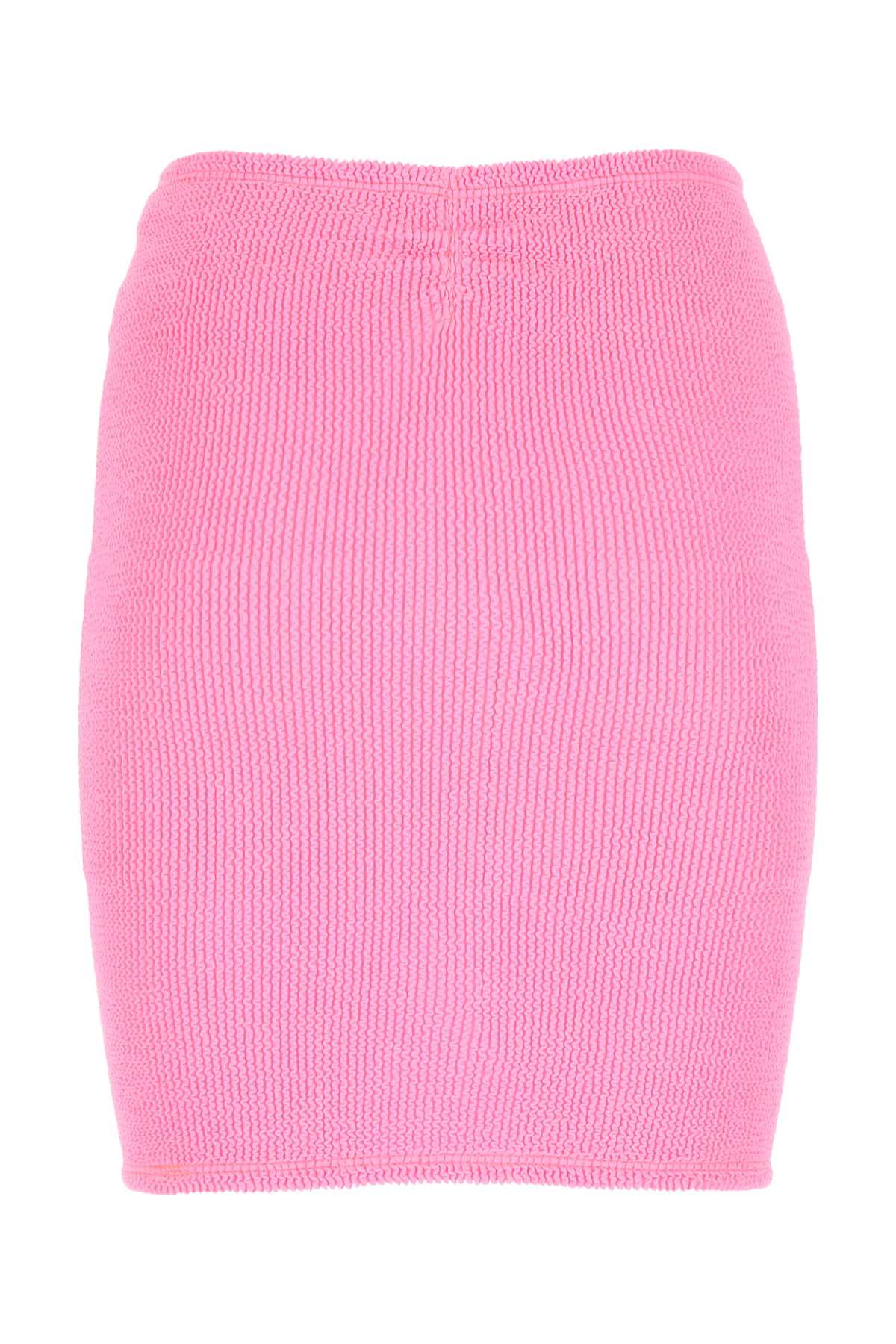 Shop Hunza G Fluo Pink Stretch Nylon Mini Skirt In Bubblegum