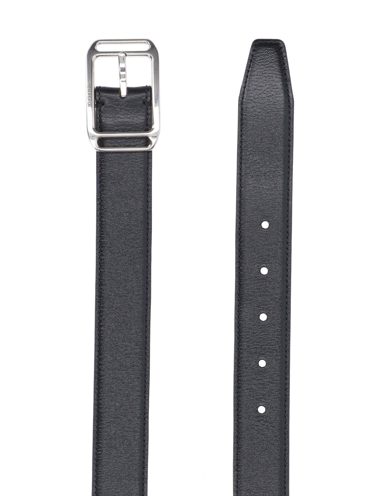 Tom Ford Adjustable Belt With Metal Rectangular Buckle In Black