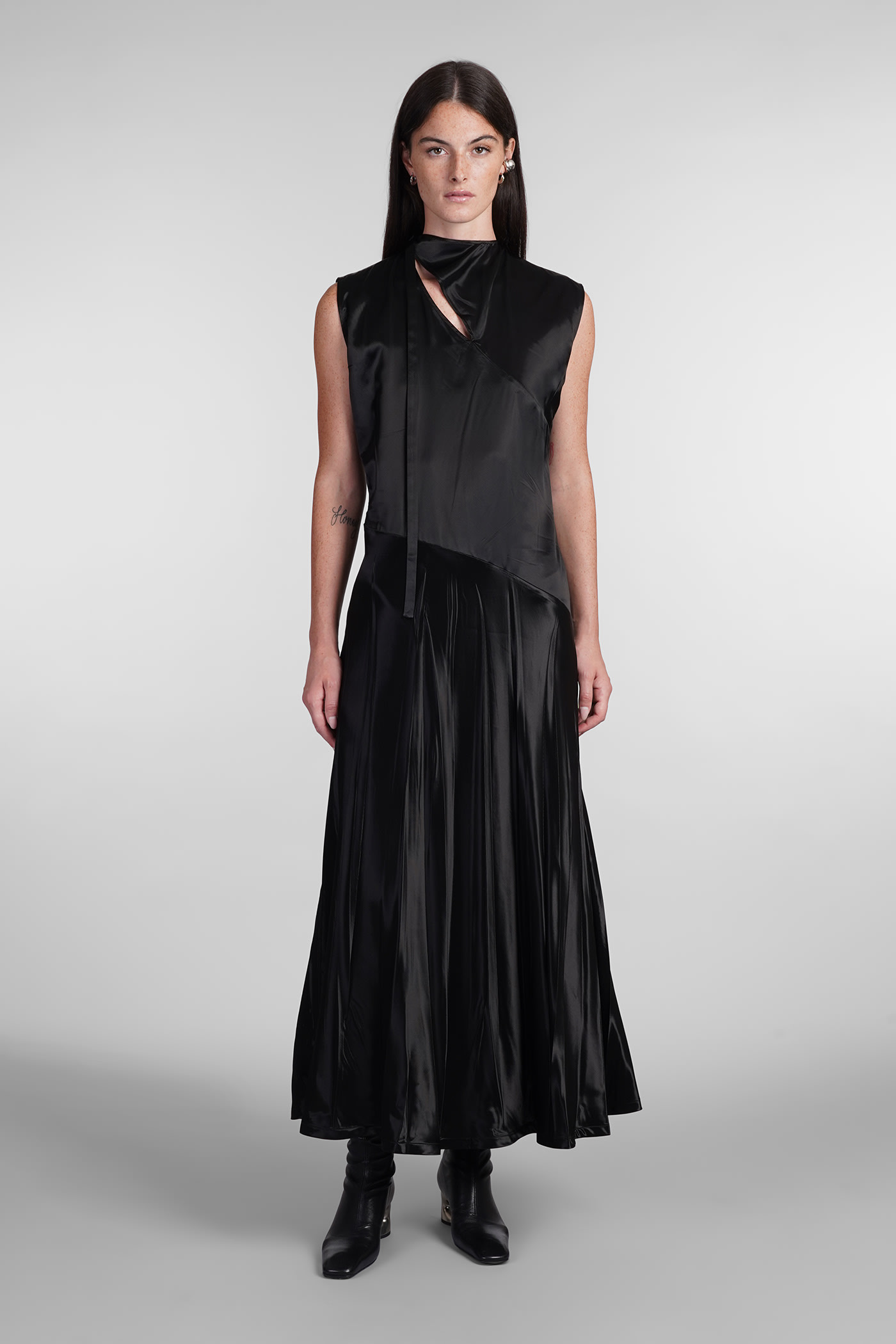 Shop Jil Sander Dress In Black Polyamide Polyester