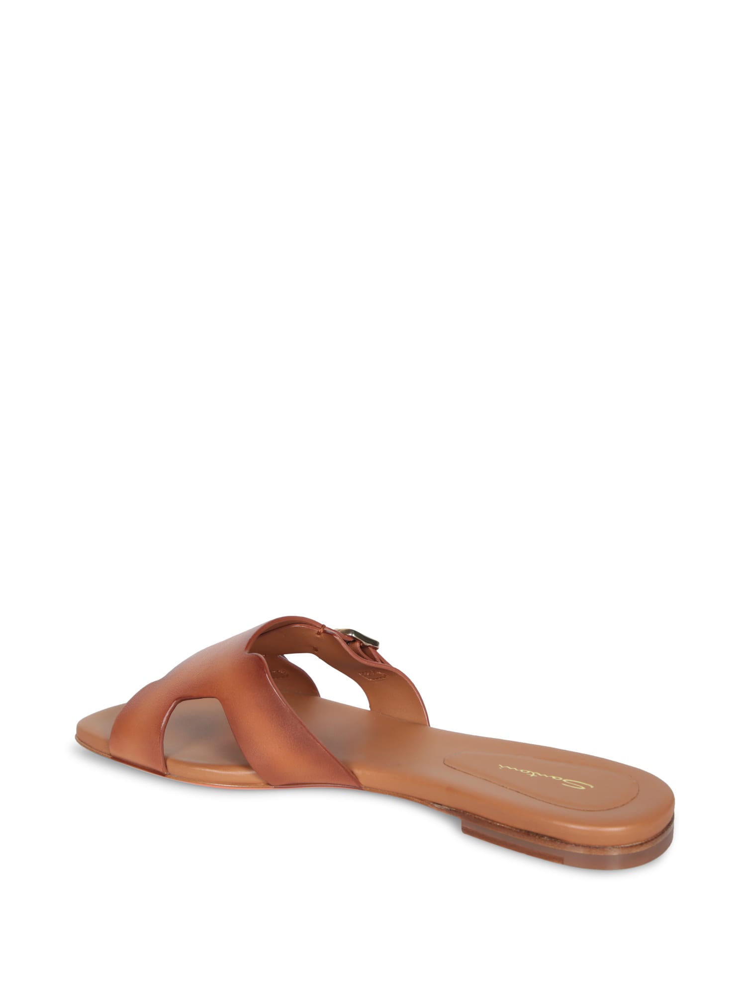 SANTONI BROWN SLIDE BUCKLES SANDALS