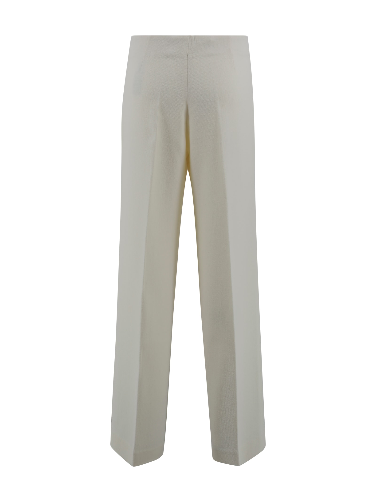 P.a.r.o.s.h Relaxed Fit Textured Fabric Wide Leg Trousers In White