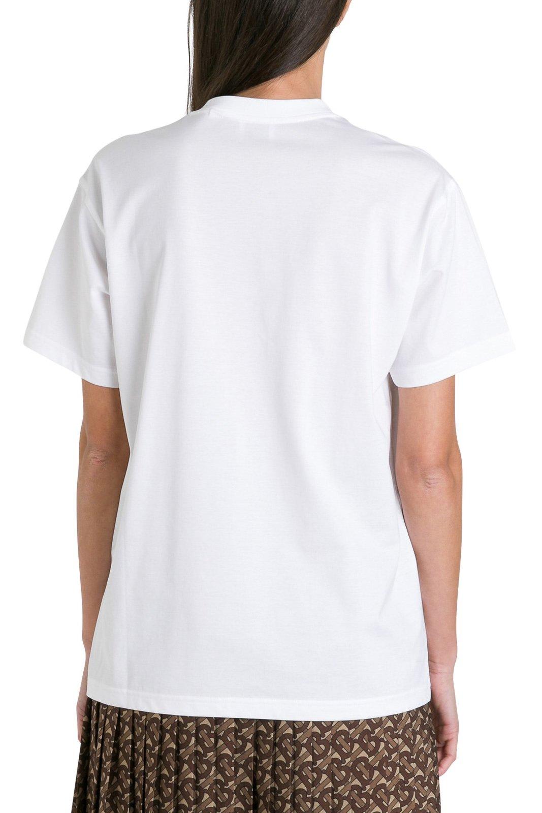 Shop Burberry Logo Print Crewneck T-shirt In White
