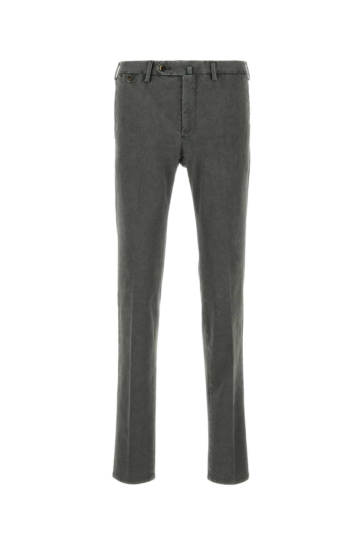 Shop Pt Torino Dark Green Stretch Cotton Pant In Salvia