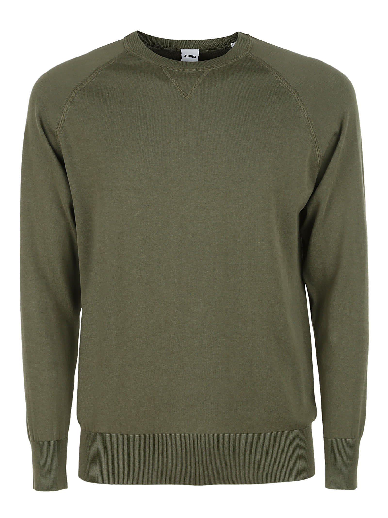 Shop Aspesi Plain Ribbed Sweatshirt In Verde