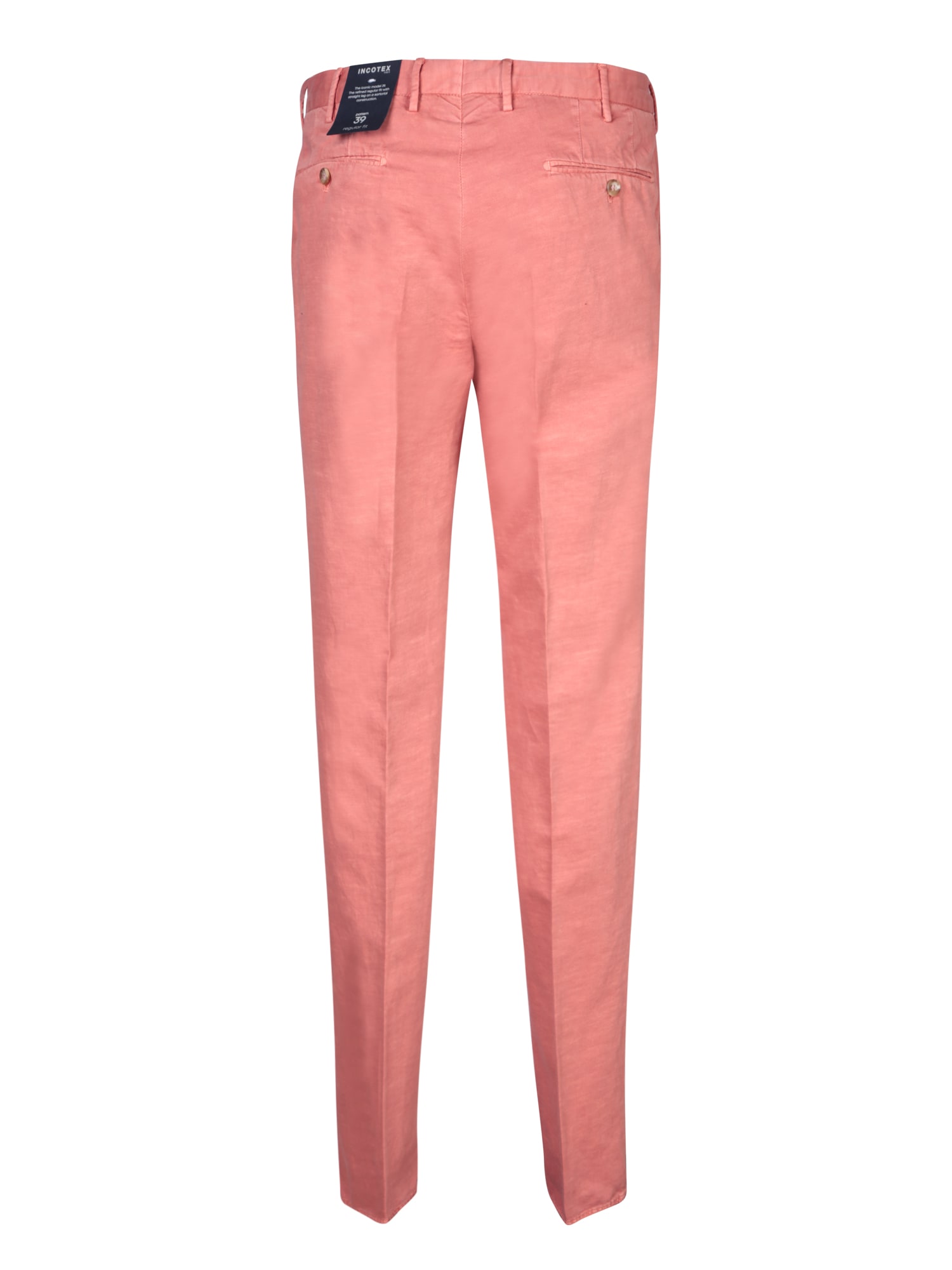 Shop Incotex Pink Chino Linen Trousers By