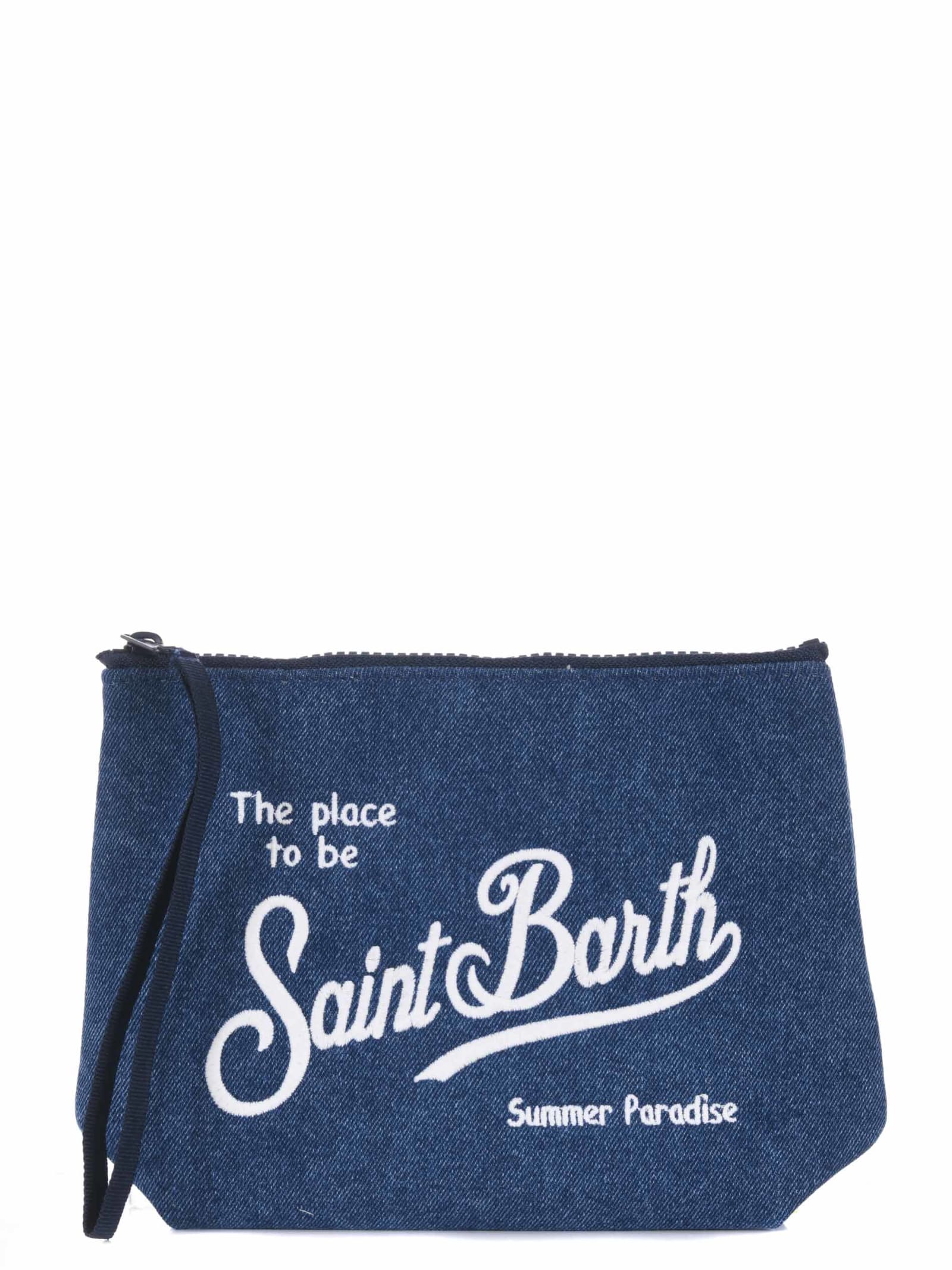 Shop Mc2 Saint Barth Clutch Bag In Denim Blu