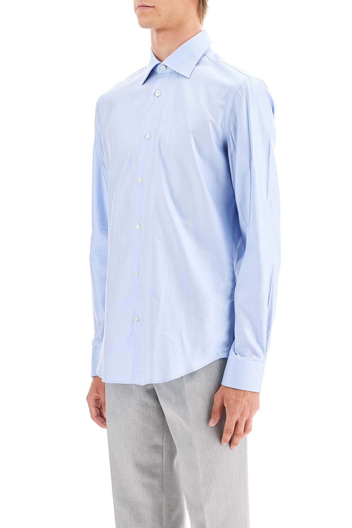 Shop Vincenzo Di Ruggiero Slim Fit Twill Shirt For Men In Azzurro 2 (light Blue)