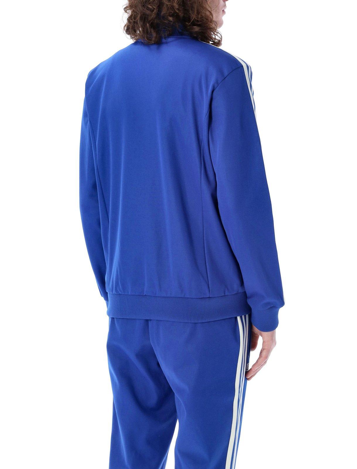 Shop Adidas Originals Zip-up High Neck Sweatshirt In Gnawed Blue