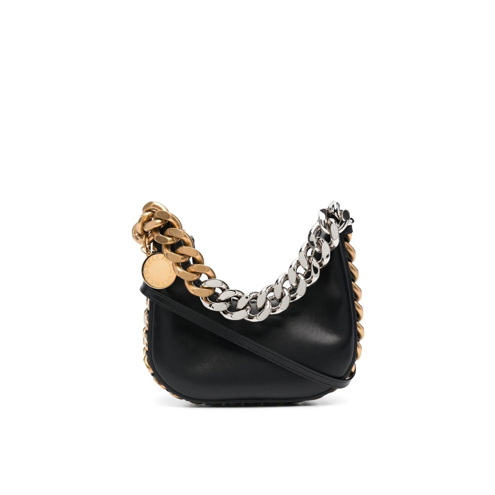 Stella Mccartney Frayme Zip Mini Shoulder Bag In Black