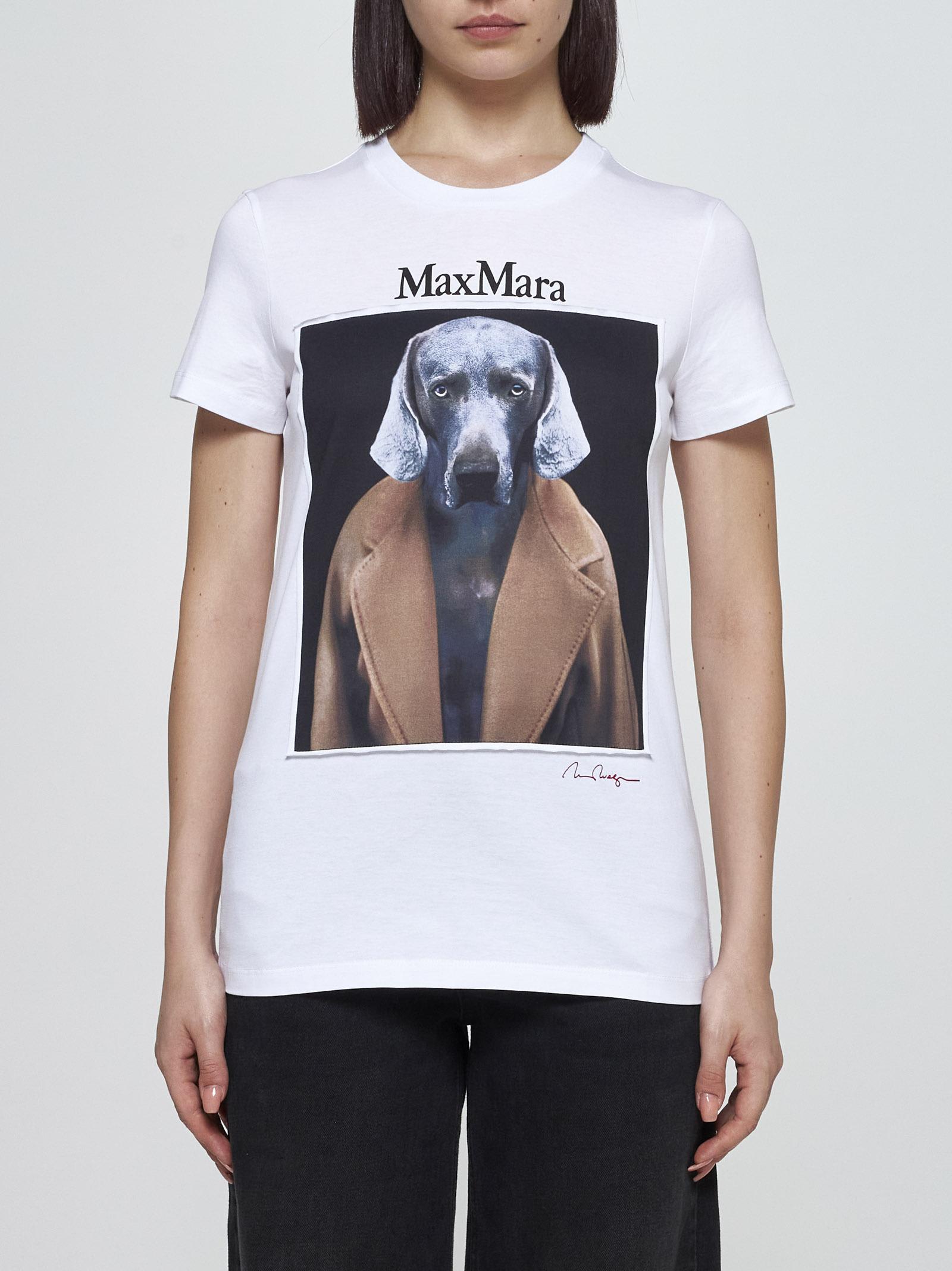 Shop Max Mara Cipria Print Cotton T-shirt In White