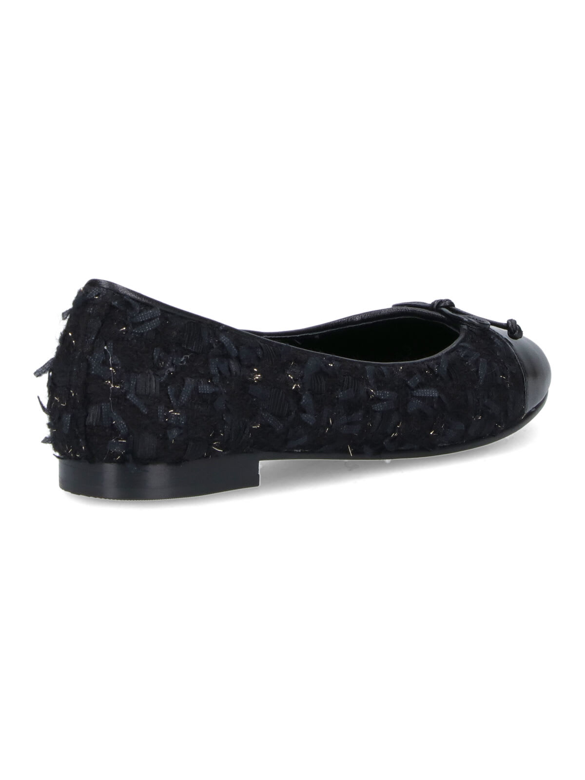 Tory Burch Round Toe Ballerina Shoes With Bow Detail In Black