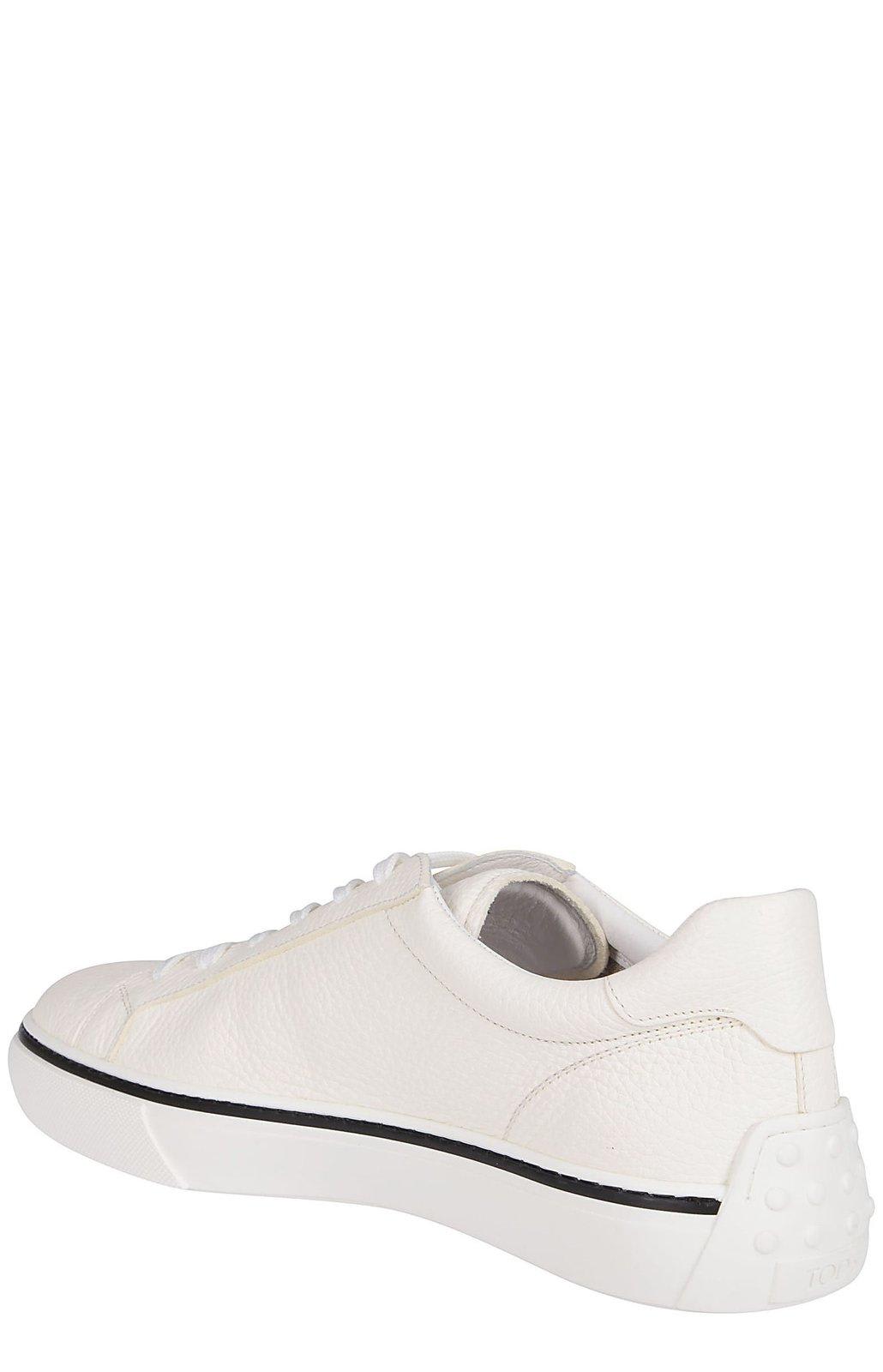 Shop Tod's Contrasting Stripe Low-top Sneakers In White