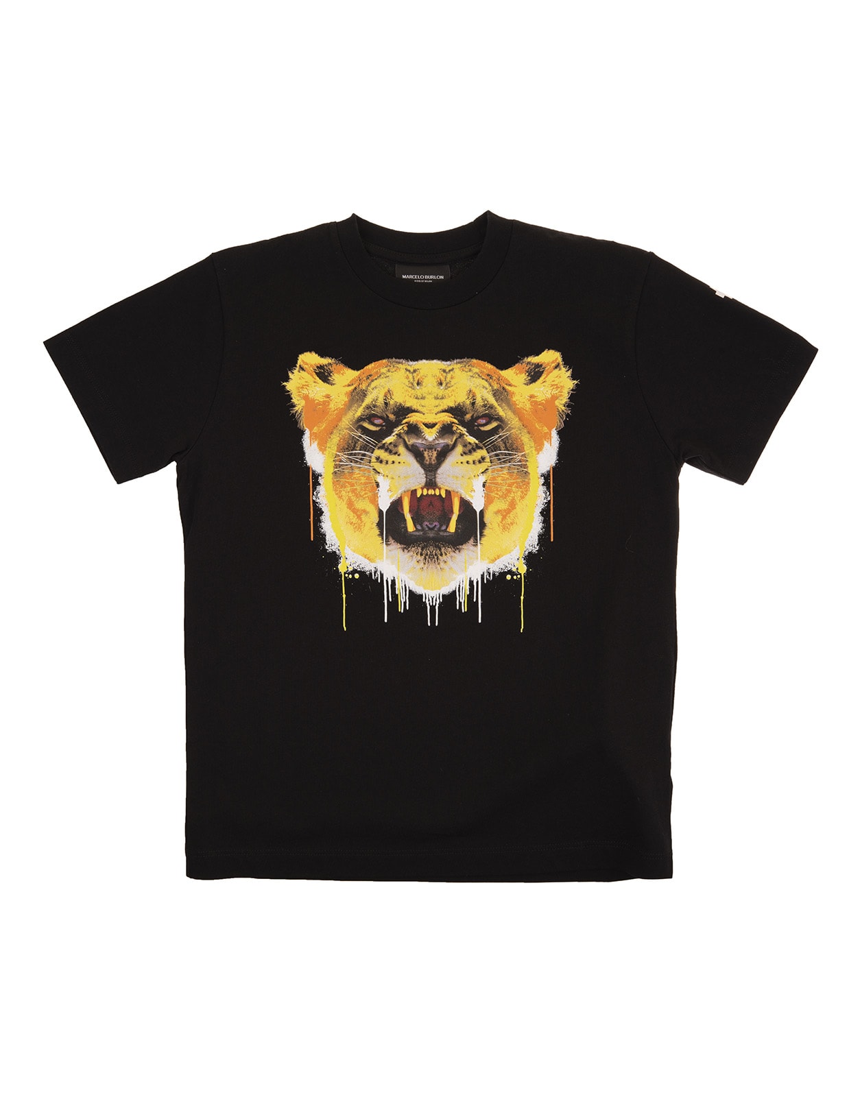 Marcelo Burlon Black Cotton Tiger Head Print T-shirt