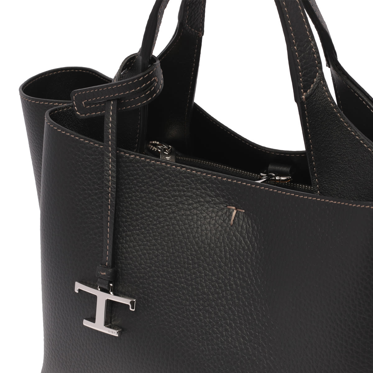 Shop Tod's Mini Leather Logo Bag In Black