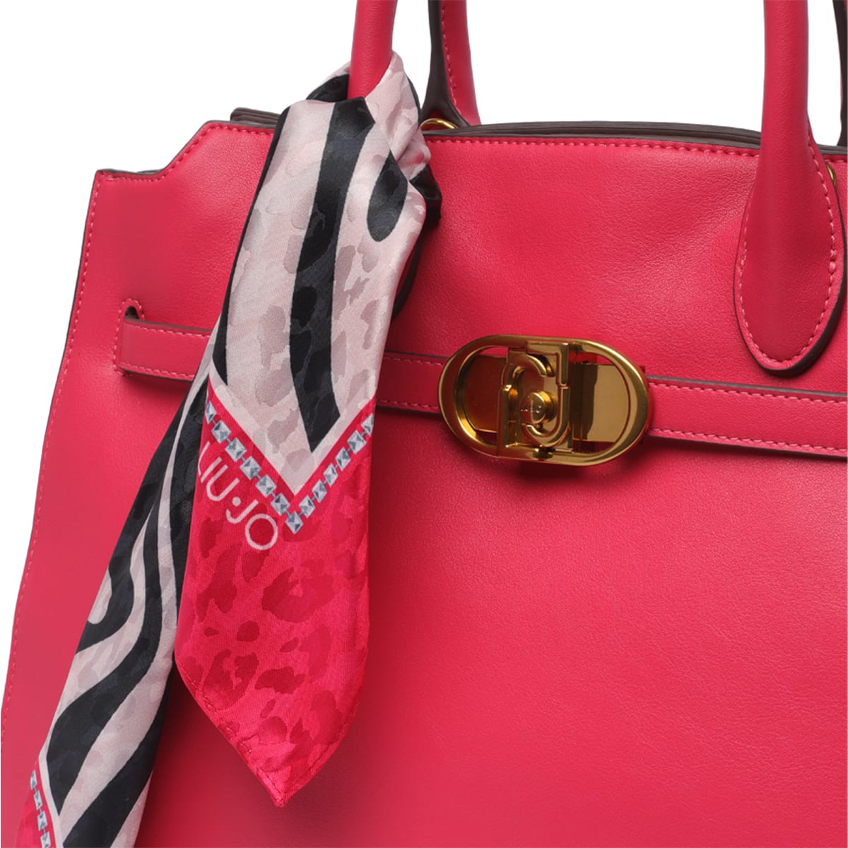Shop Liu •jo Logo Satchel Bag In Fuchsia