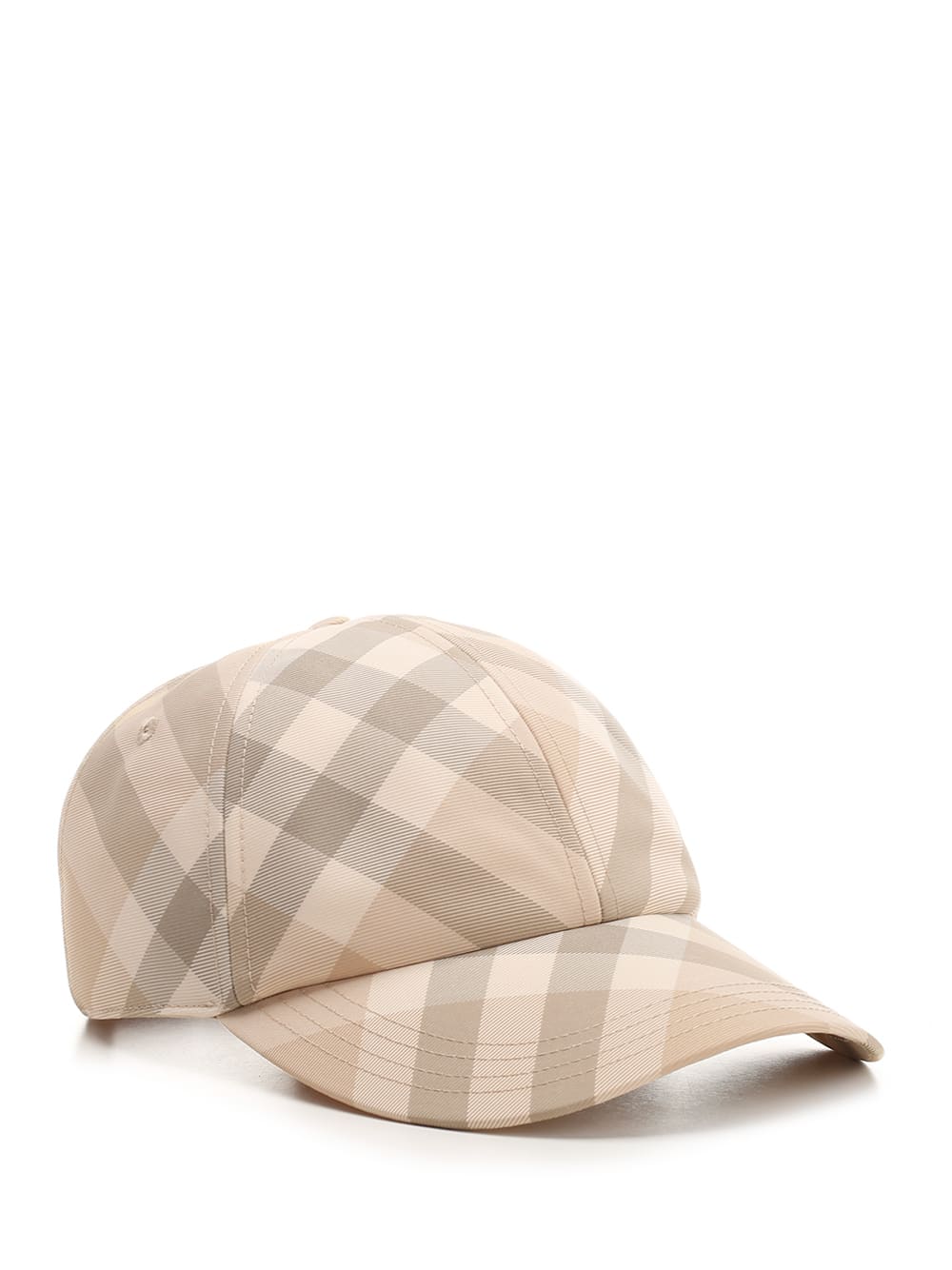 Shop Burberry Check Baseball Hat In Beige