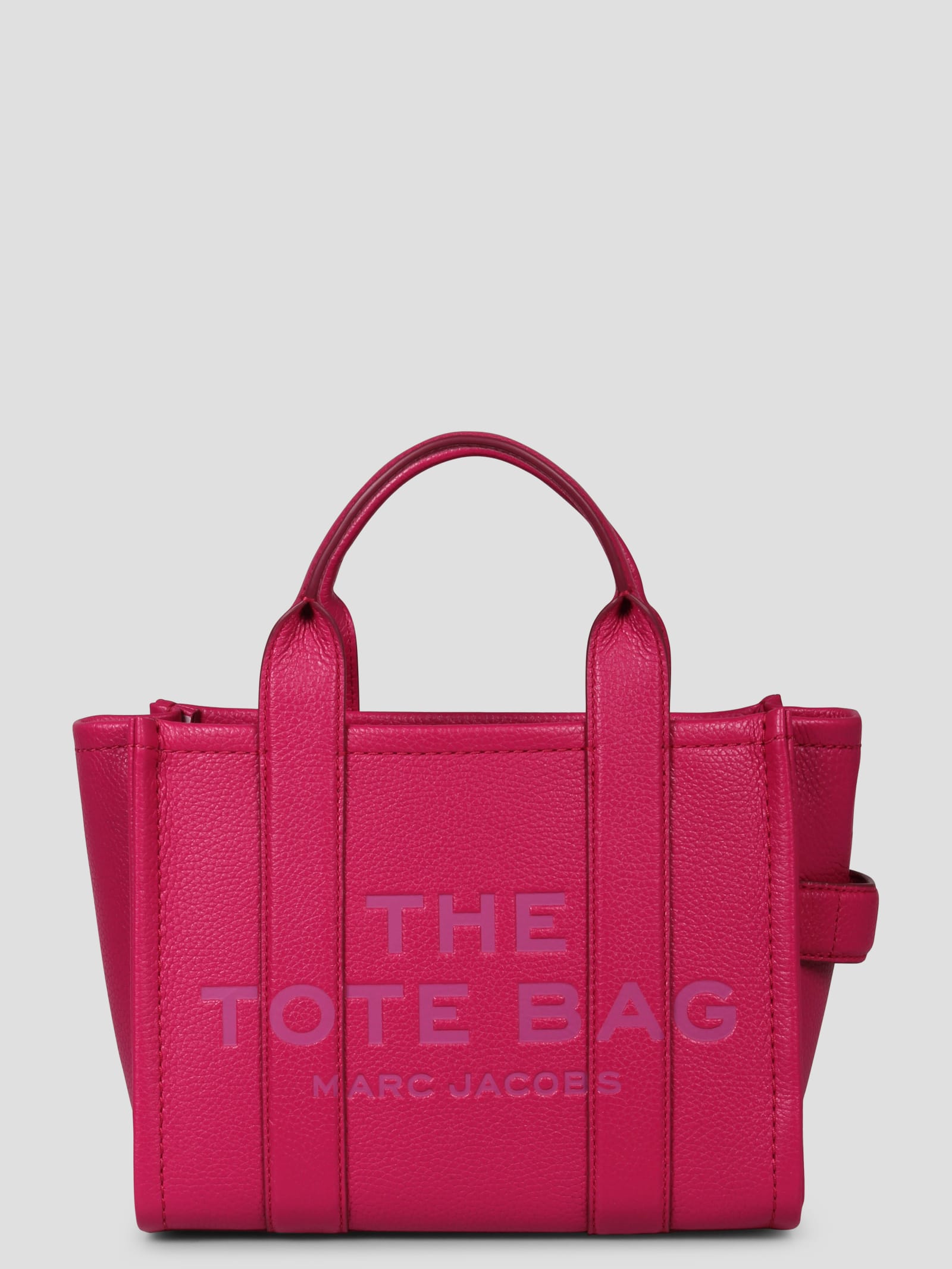 Shop Marc Jacobs The Leather Small Tote Bag In Pink & Purple