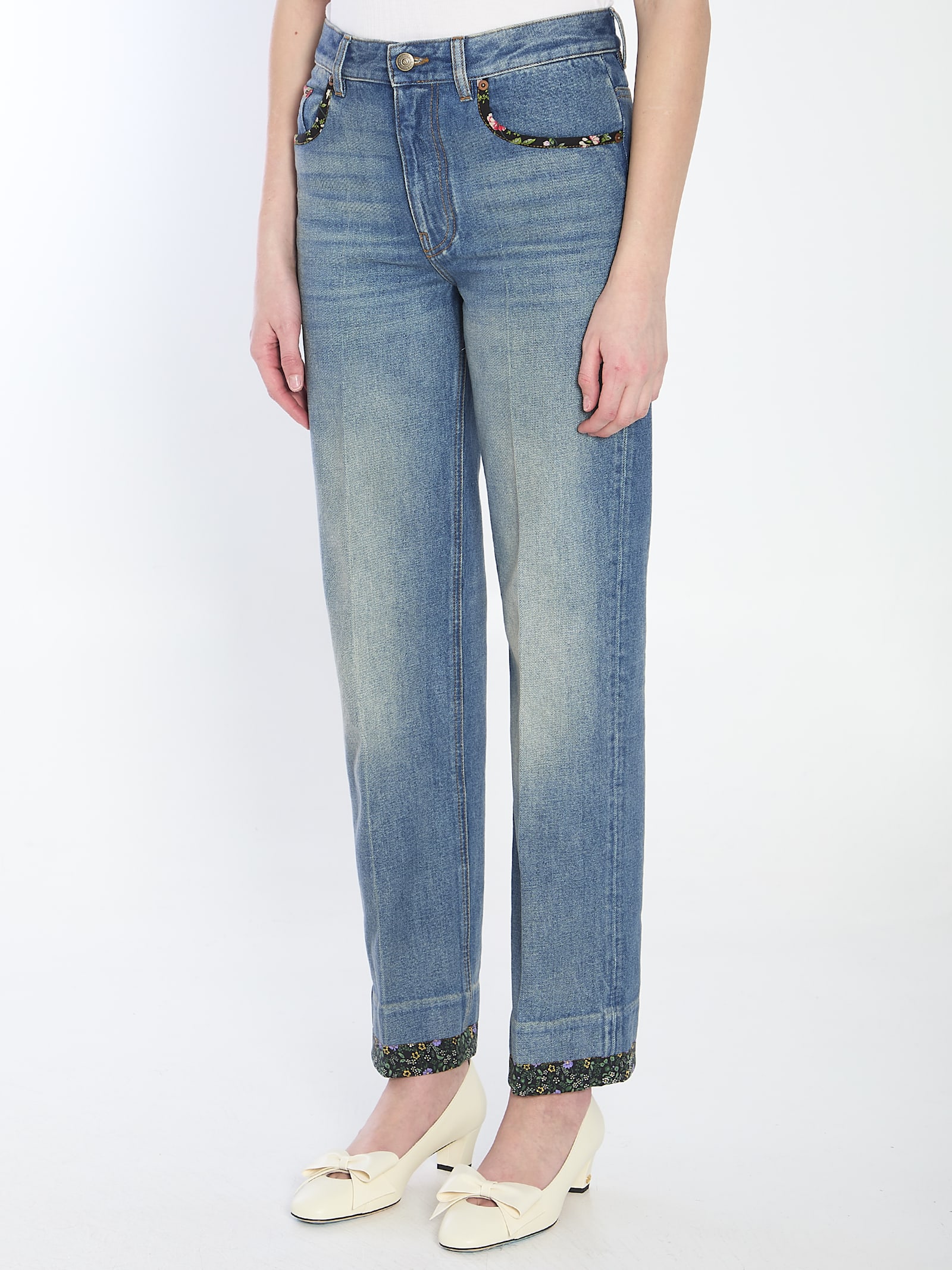 Shop Valentino Floral Print Jeans