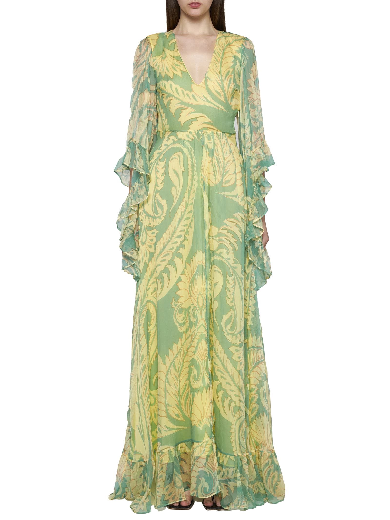 Shop Etro Dress In Stampa F.do Verde