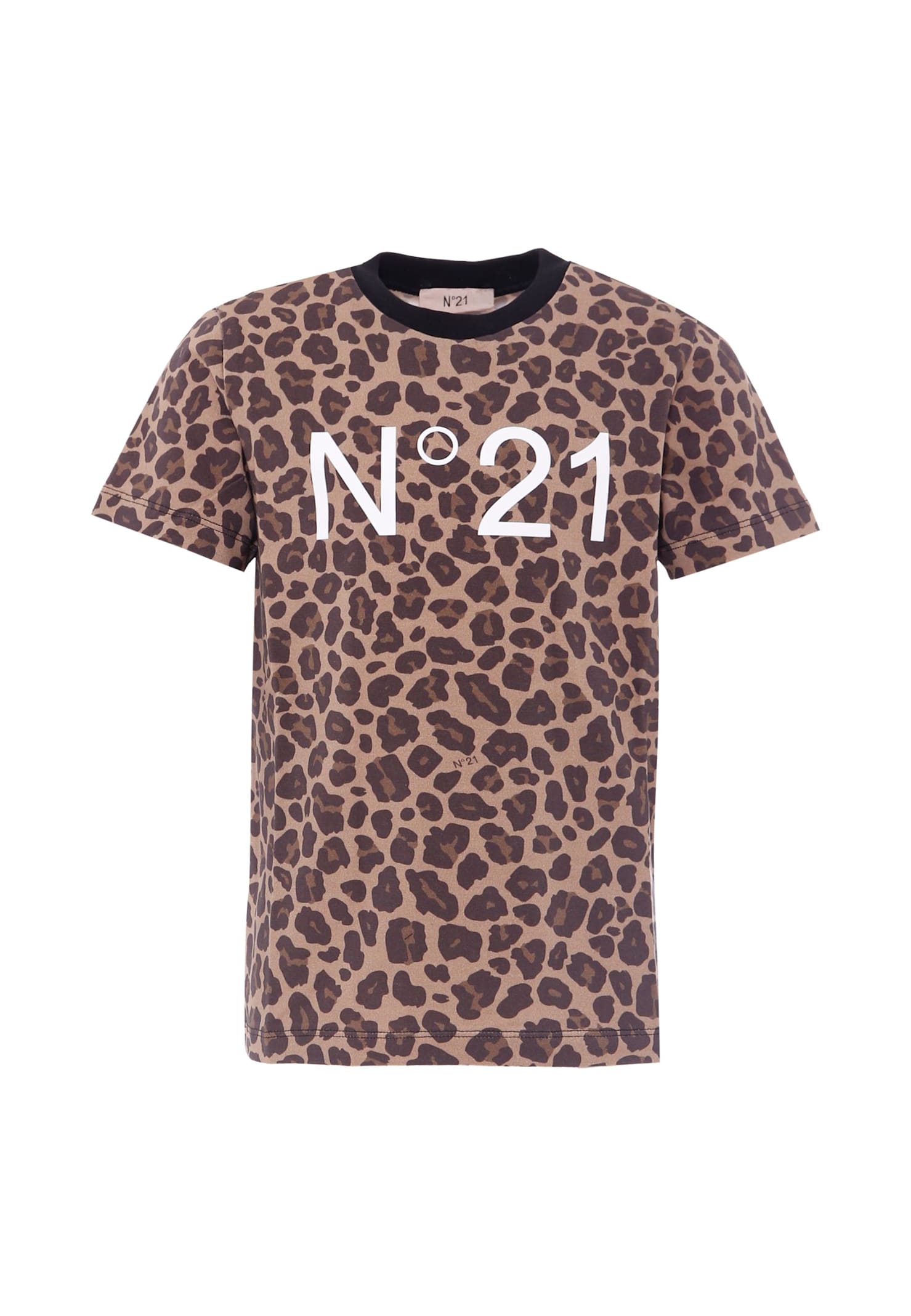 N°21 Kids' Brown T-shirt For Girl With Print