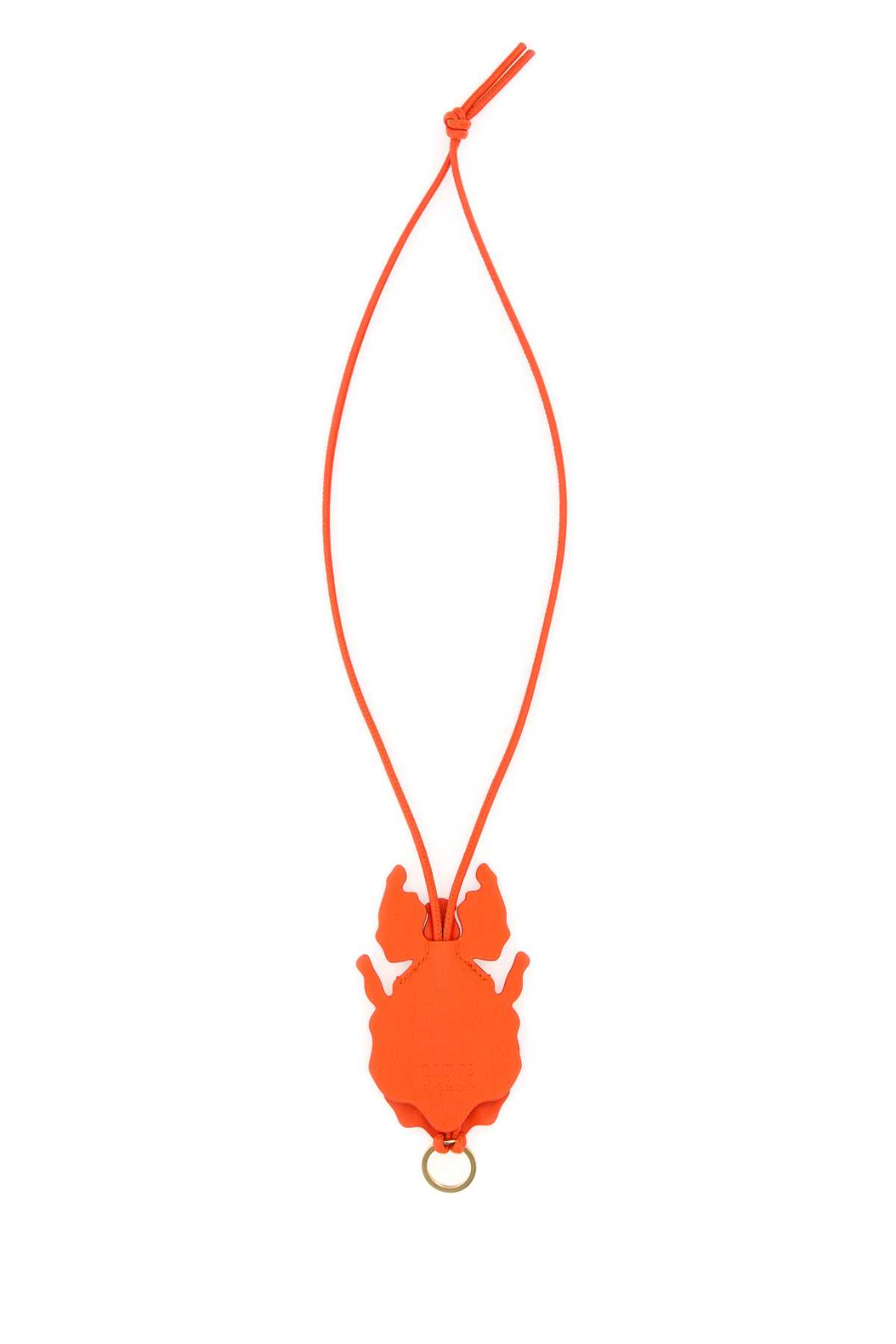 Shop Loewe Dark Orange Leather Leaf Insect Keyring In Vividorange