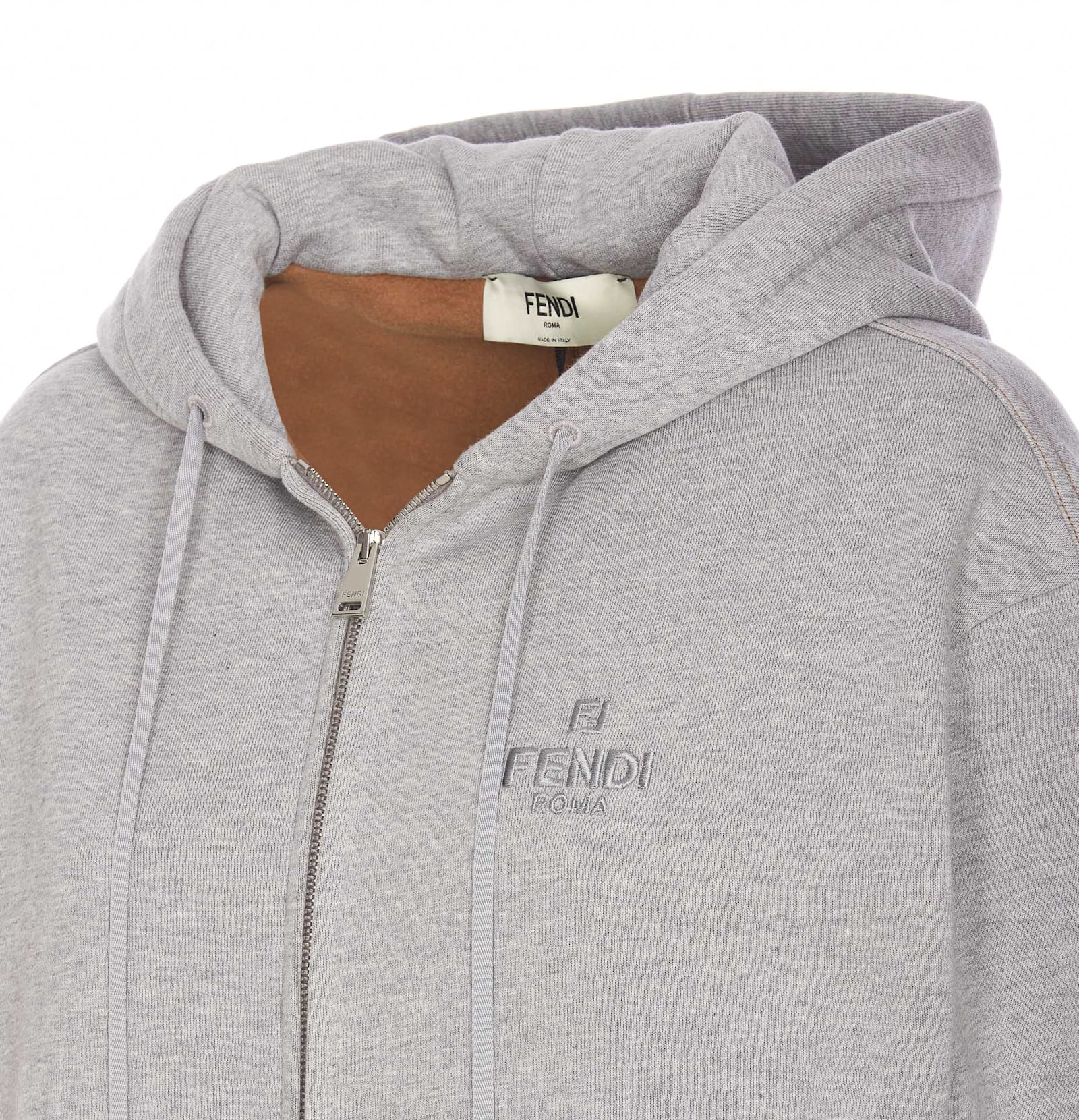 Shop Fendi Roma Hoodie In Grey