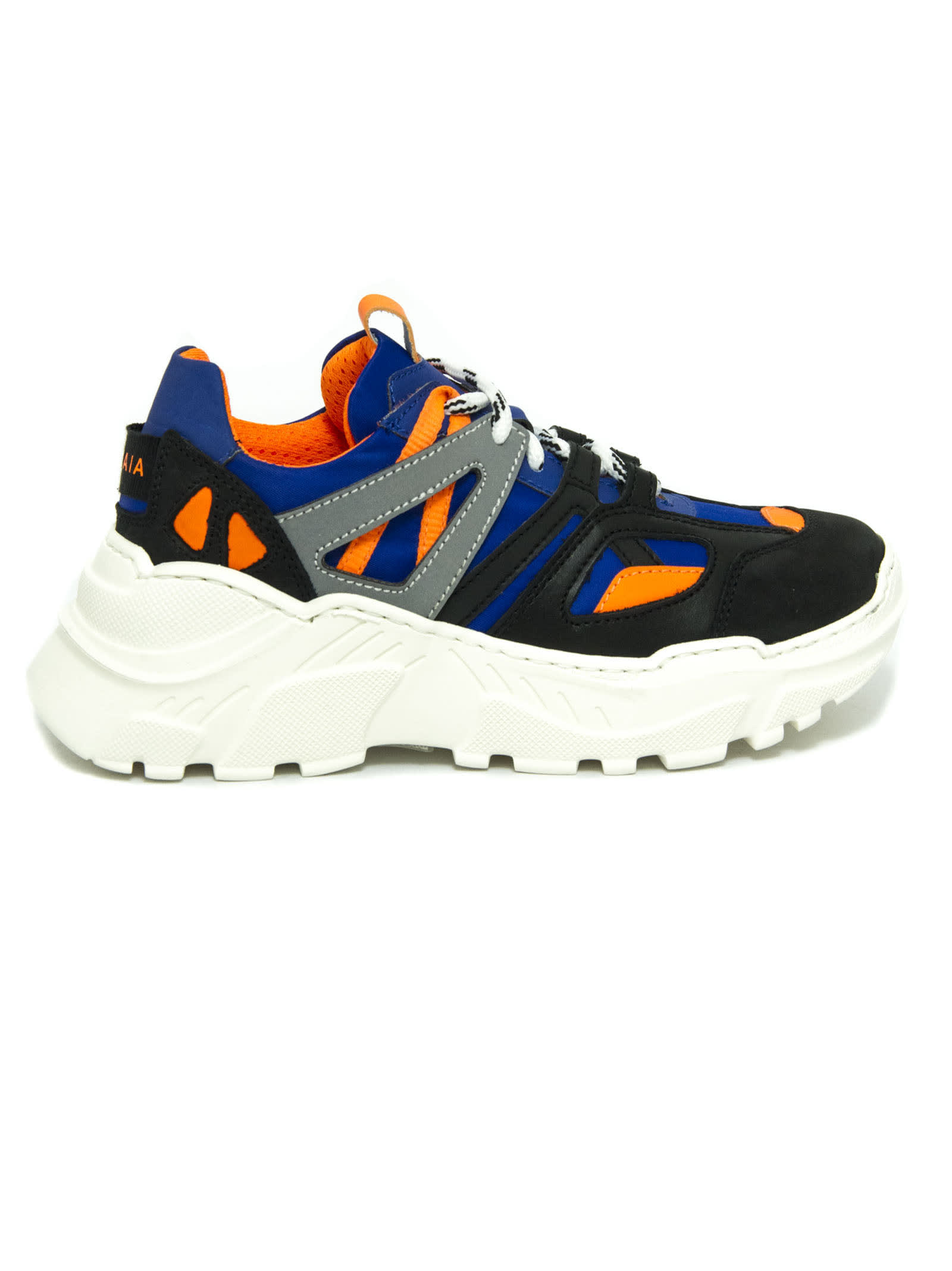 Cinzia Araia Black, Orange And Blue Fabric Sneakers