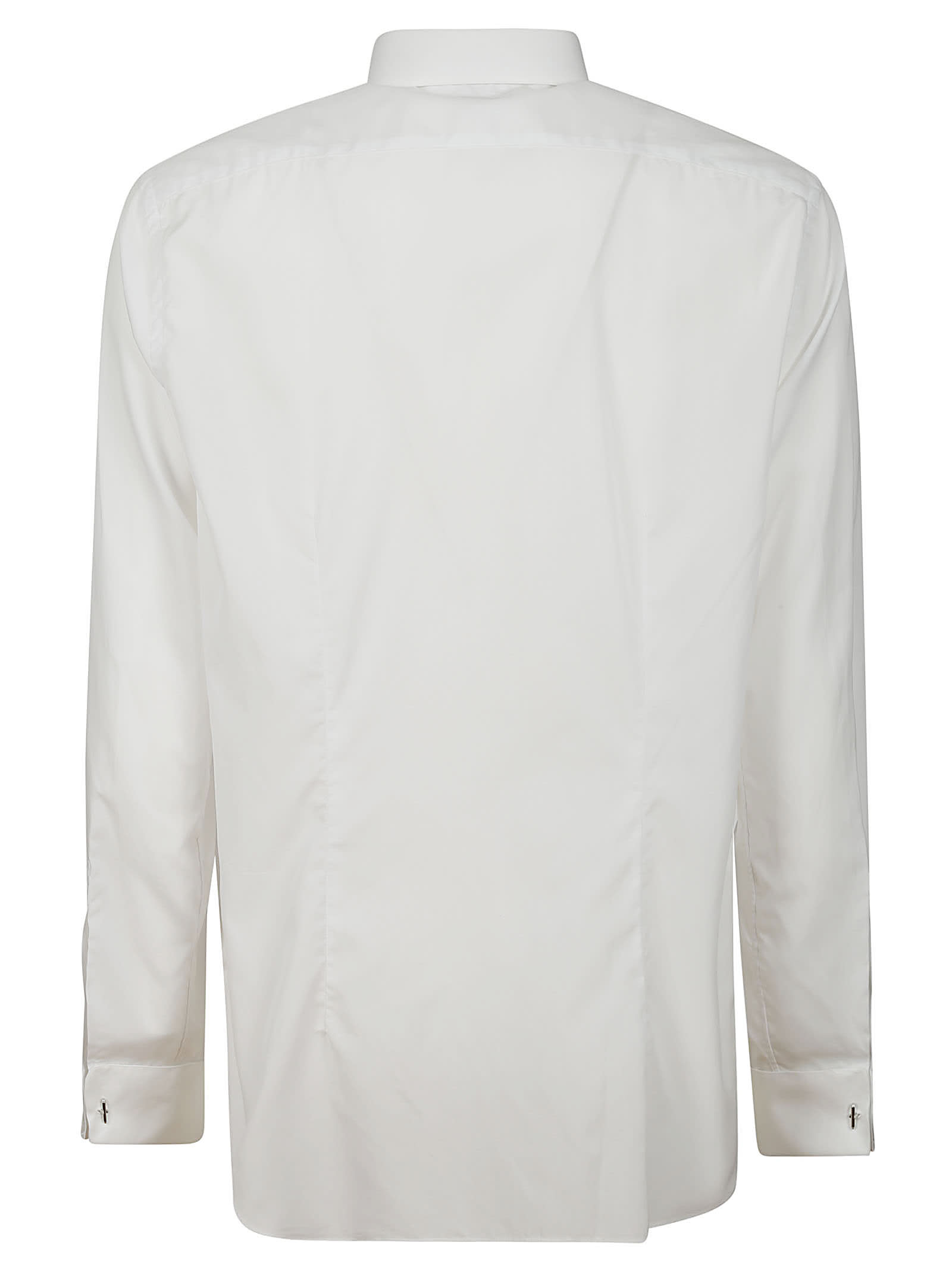 Xacus Long-sleeved White Cotton Shirt With Structured Collar