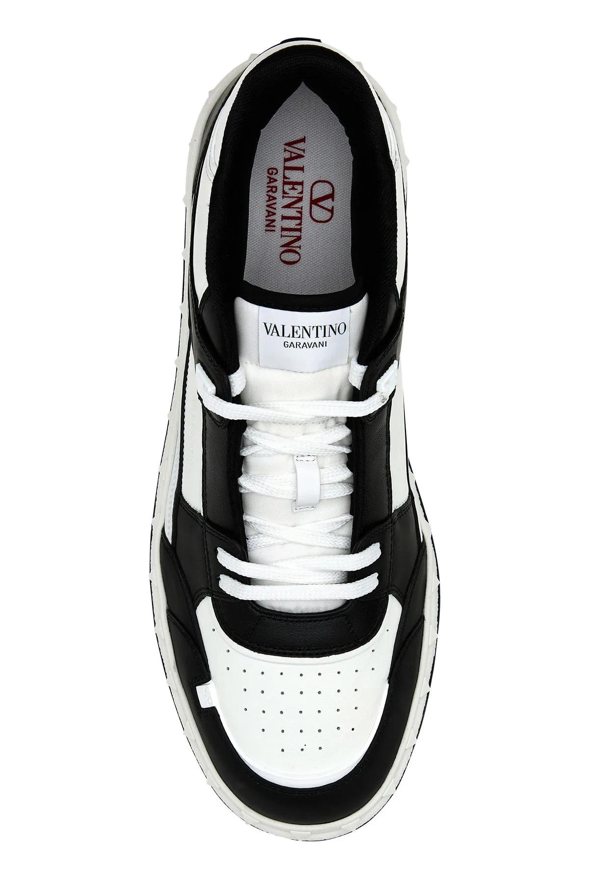 Shop Valentino Two-tone Leather Freedots Sneakers In Black
