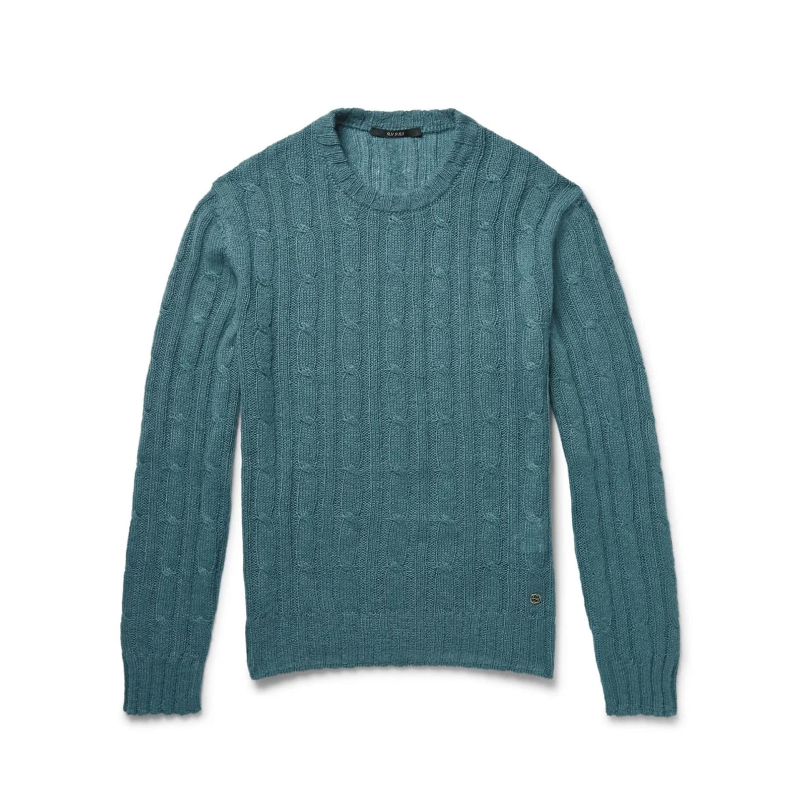 Shop Gucci Cable Knit Sweater In Green