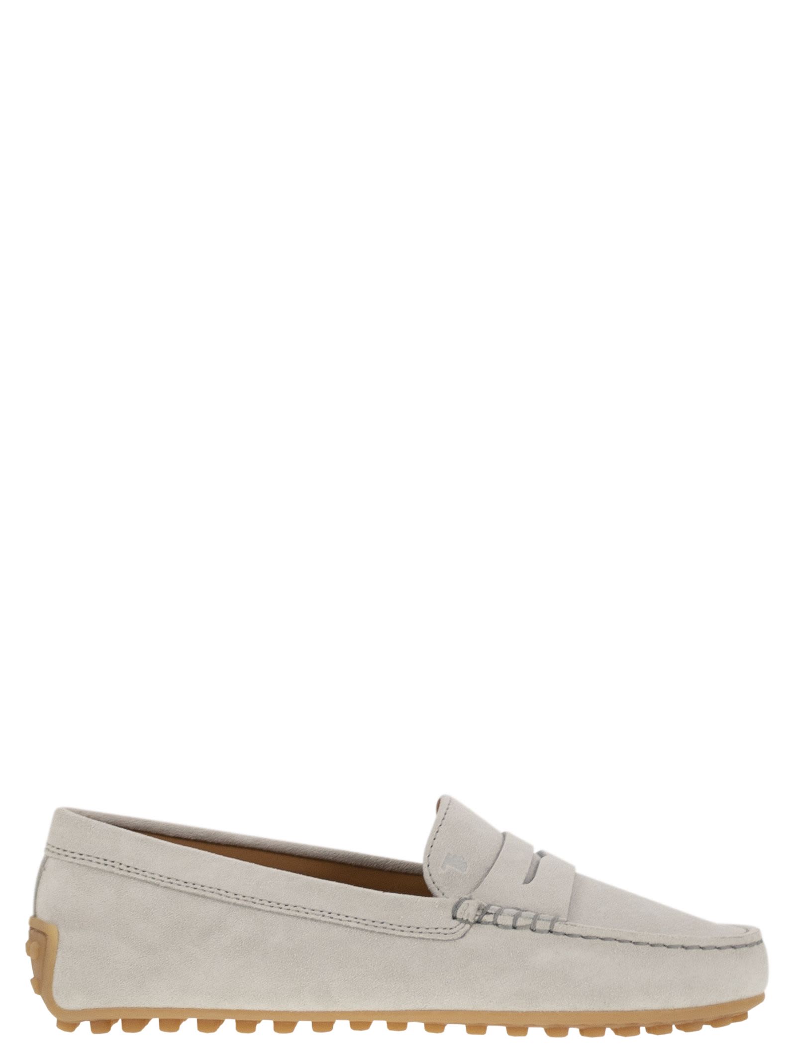 Tod's City Gommino Suede Loafer In Ice