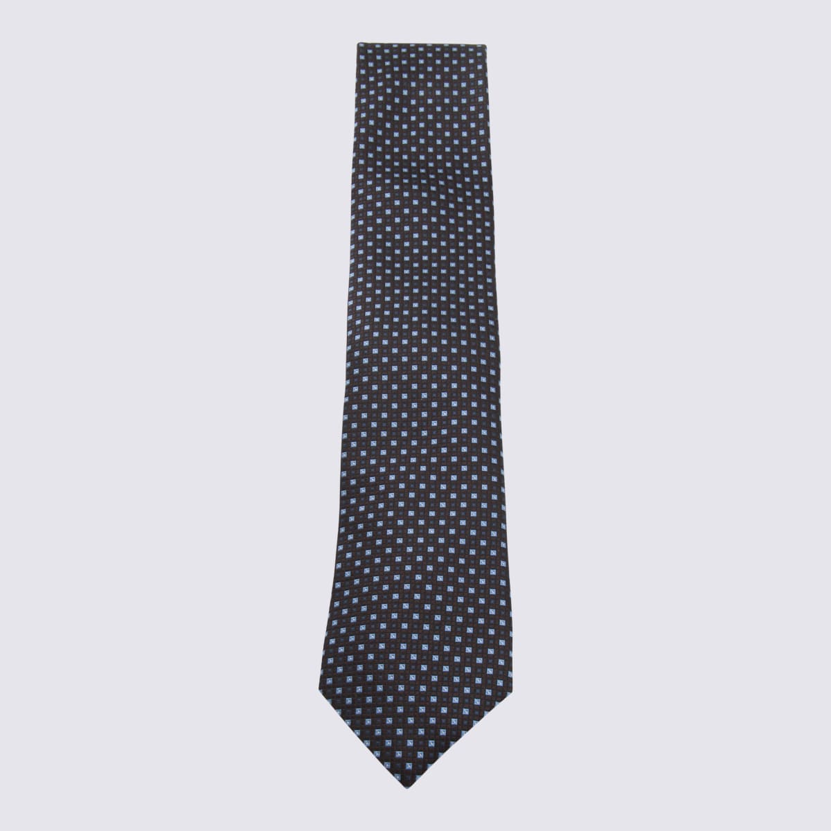 Zegna Geometric Pattern Tie Pointed Tip In Brown