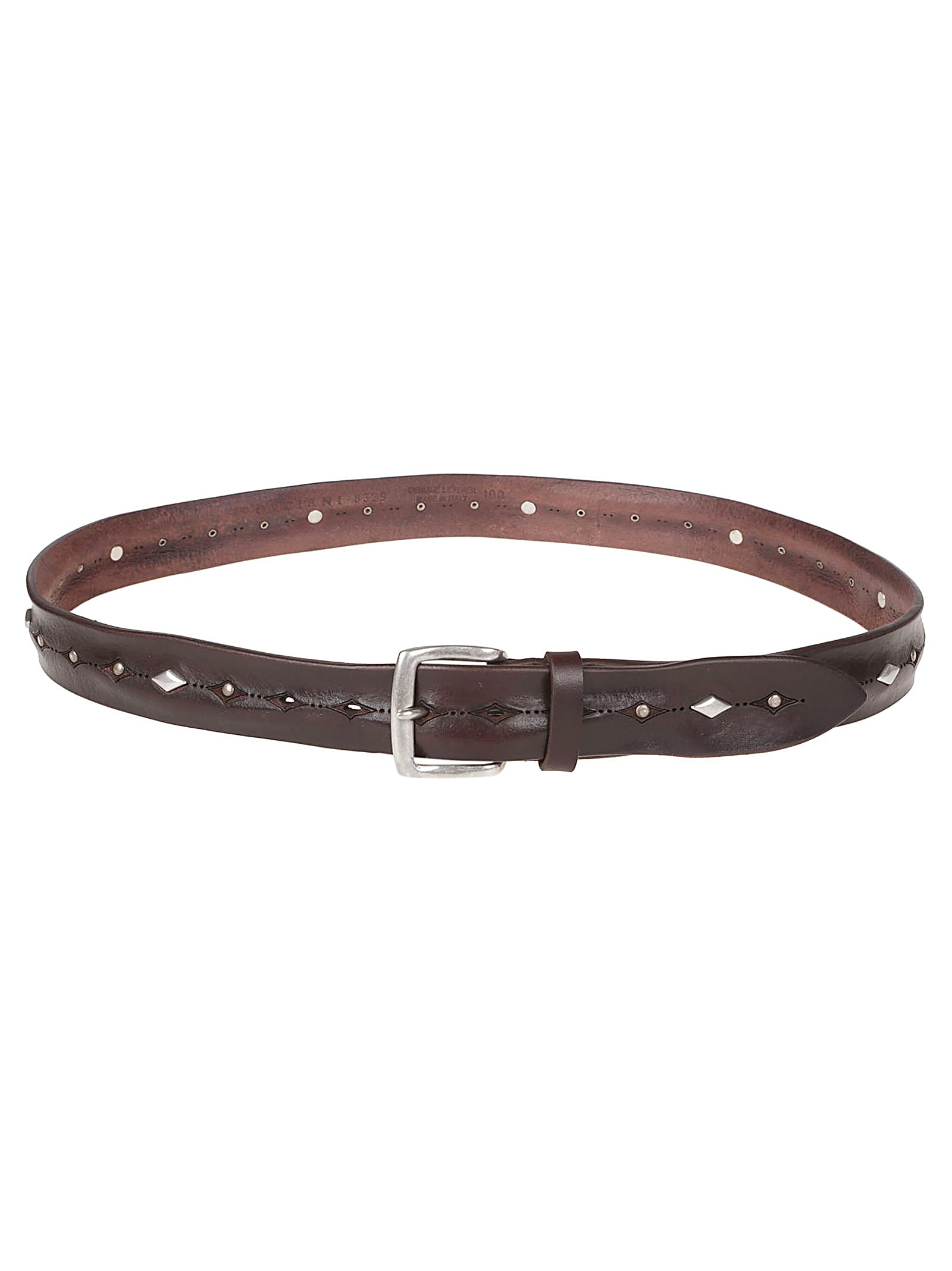 Orciani Stud-embellished Leather Belt In Brown
